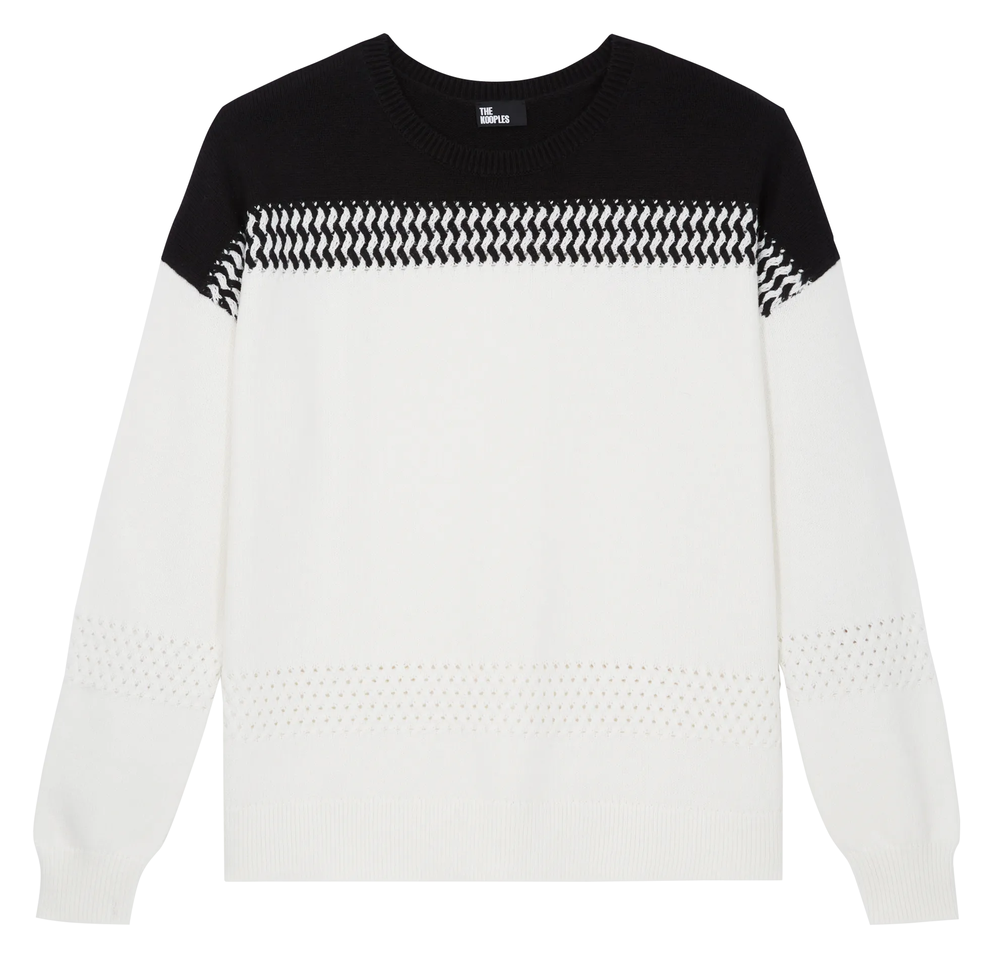 Pull bicolore en coton et cachemire Blanc