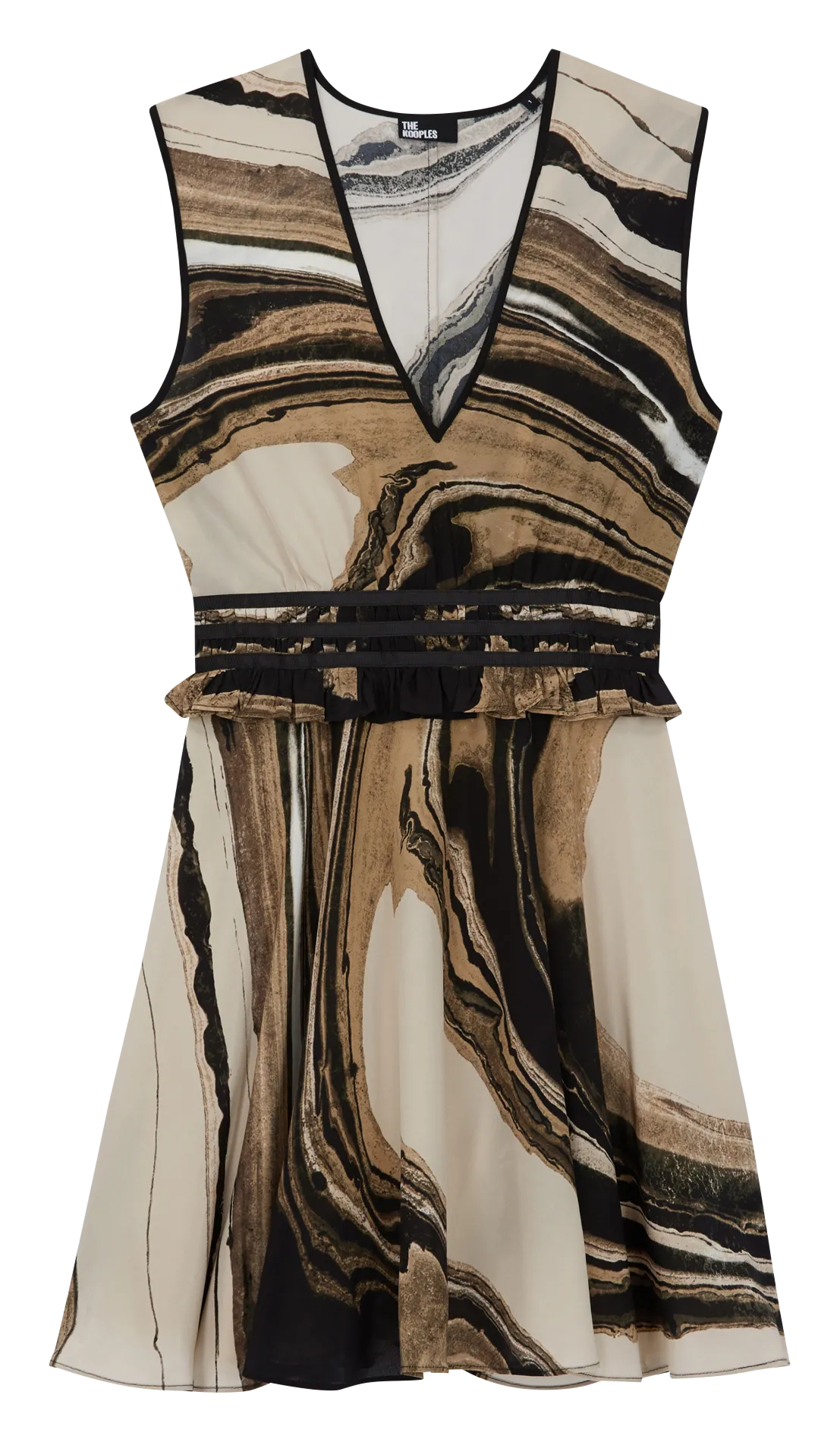 Robe courte en soie imprimé Beige