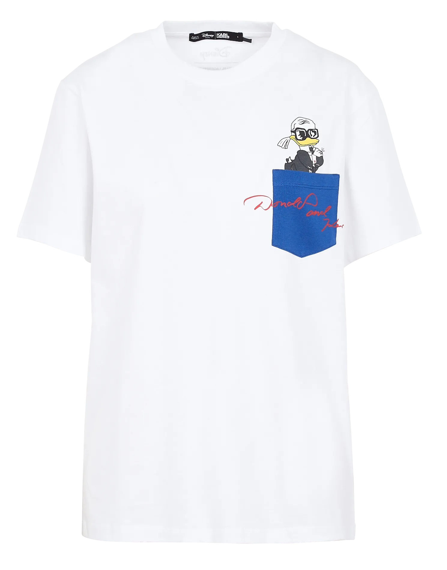 Tee-shirt col rond sérigraphié en coton bio Karl Lagerfeld x Disney Blanc KLxDISNEY