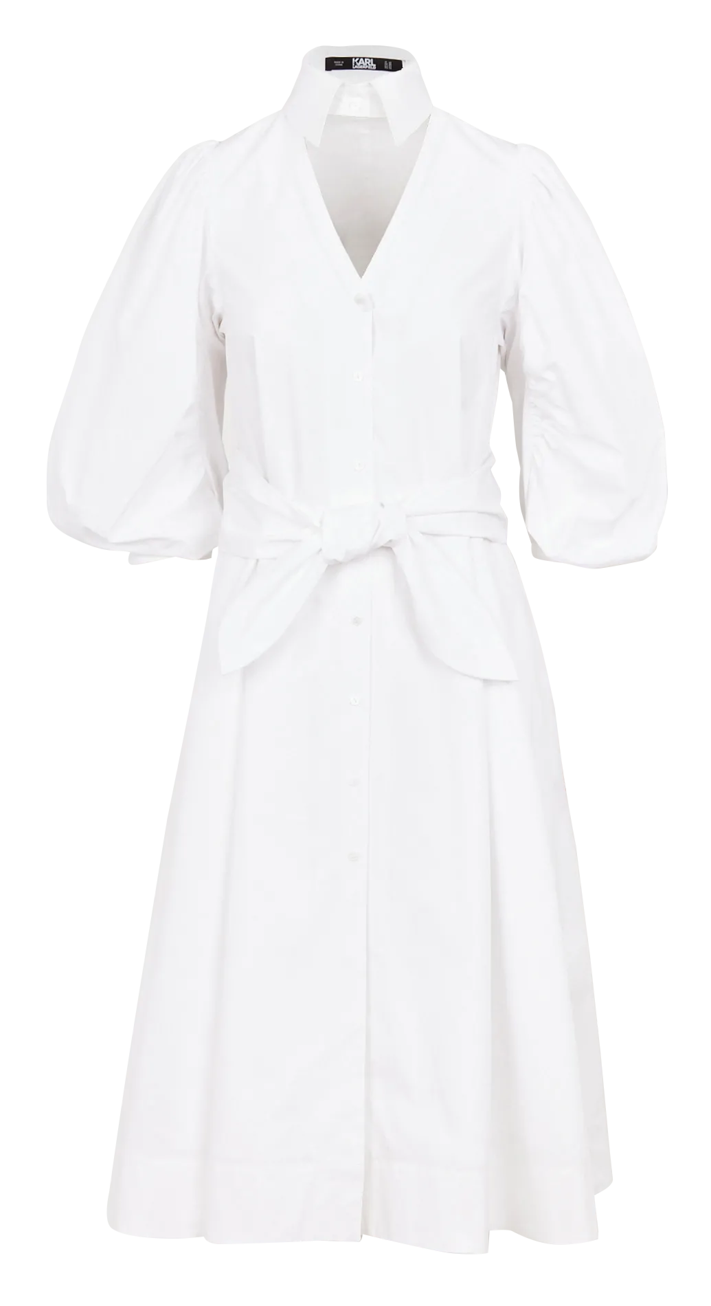 Robe longue col amovible 100% coton bio Blanc HUN'S PICK
