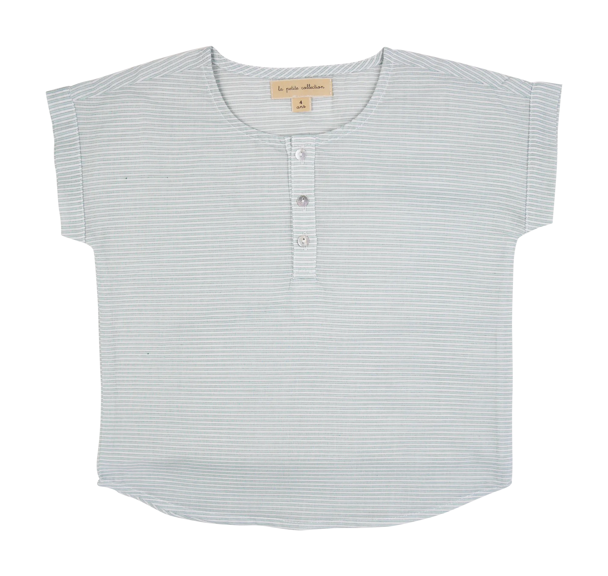 Tee-shirt col rond en coton rayé Bleu