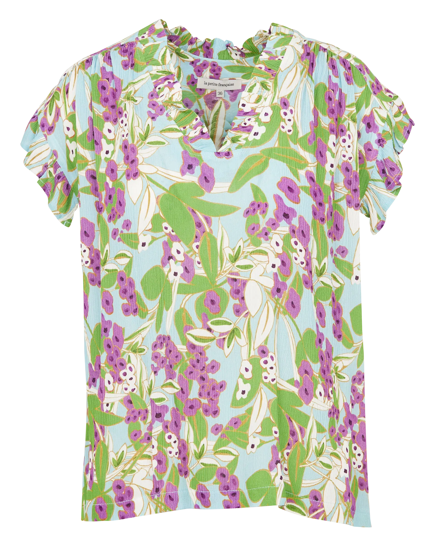 Top imprimé à volants Violet BARIOLEE