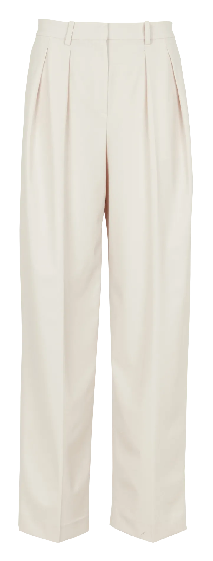 Pantalon large taille haute en laine mélangée Beige