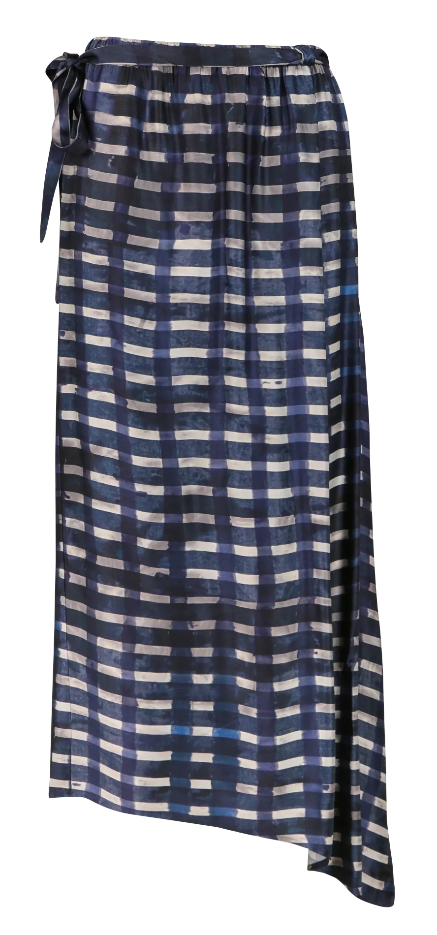 Jupe midi asymétrique à carreaux Bleu HUMIN