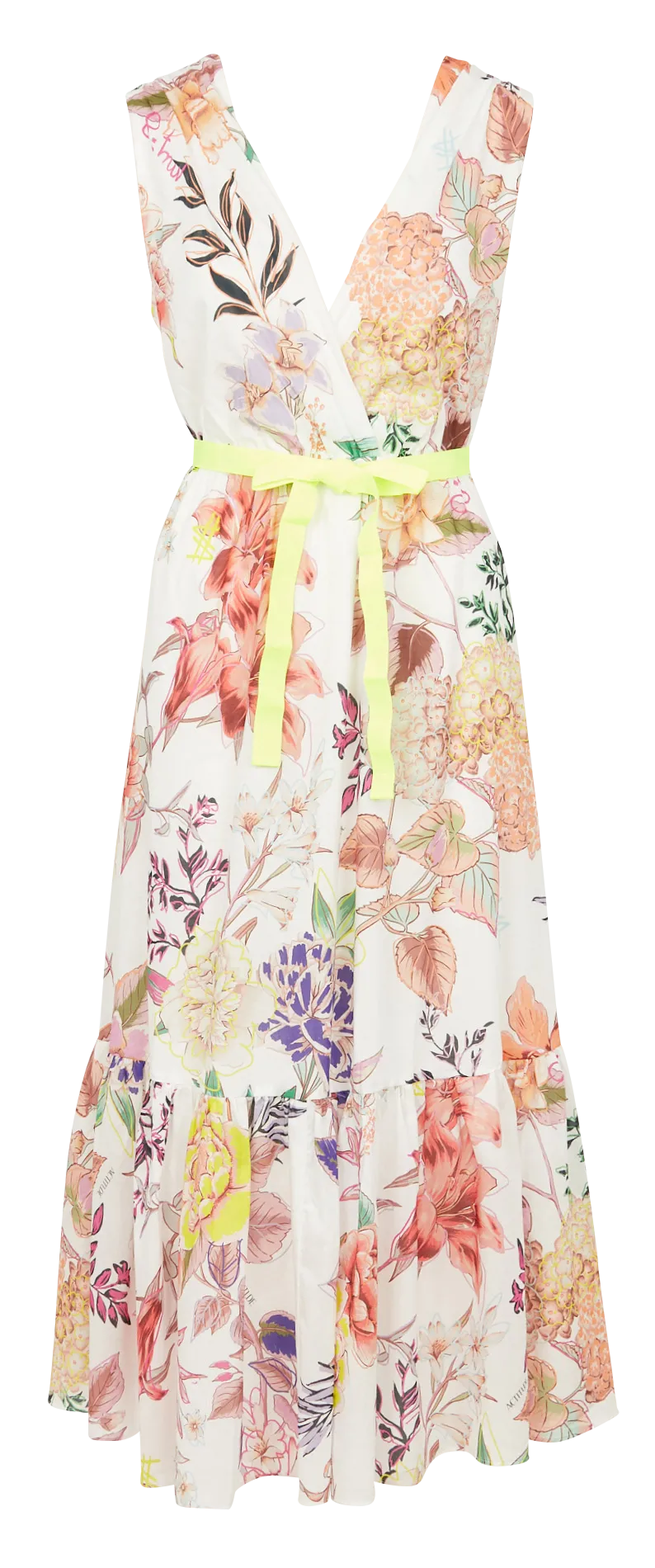 Robe longue évasé en coton imprimé Multicolore