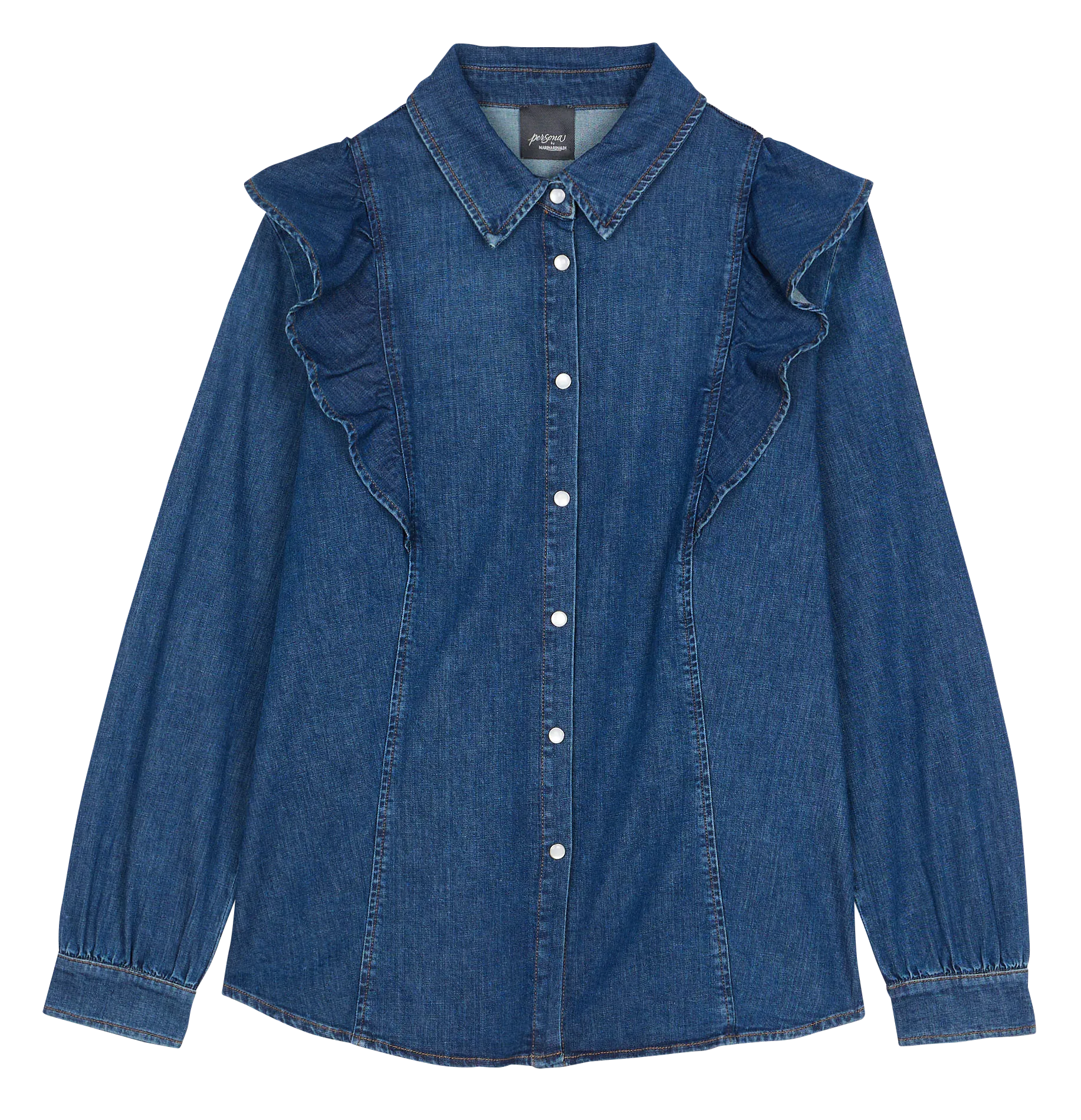Chemise en jean volantée Bleu BAITA