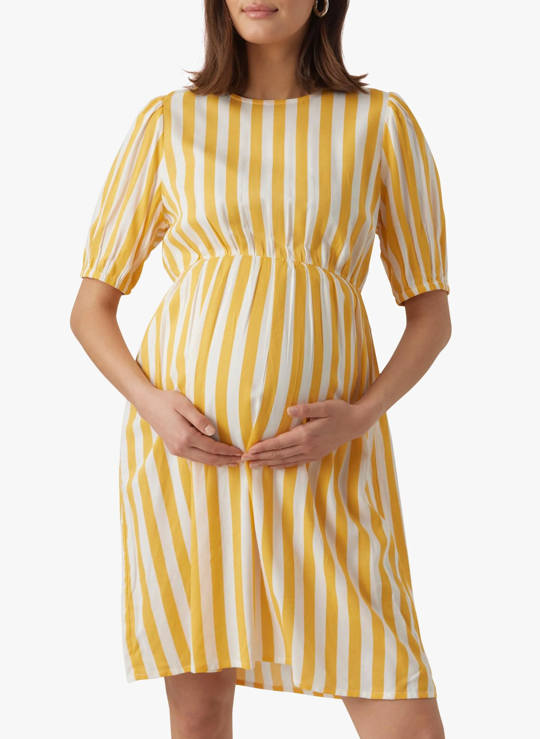 Robe courte en viscose rayée Blanc SINEM