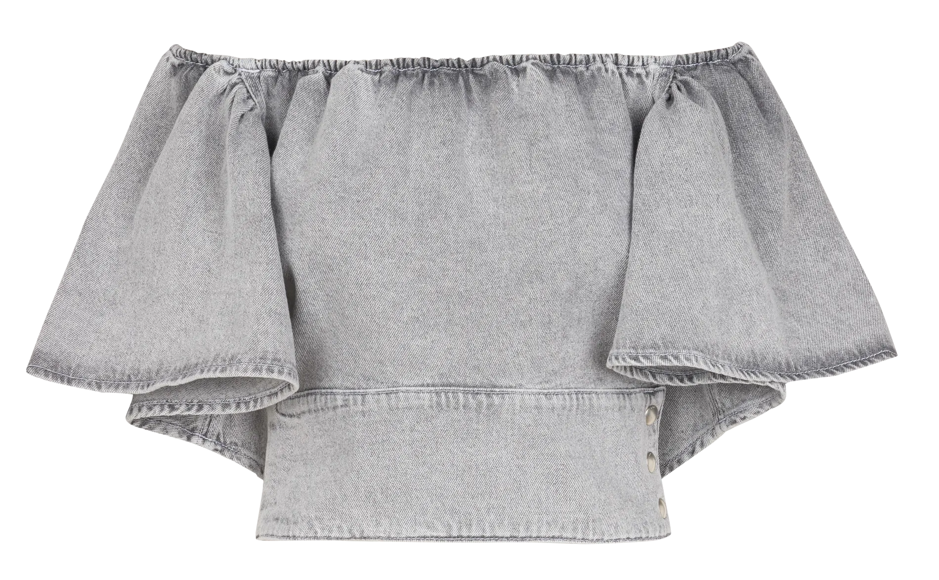 Top court col carré en coton Gris KENZA