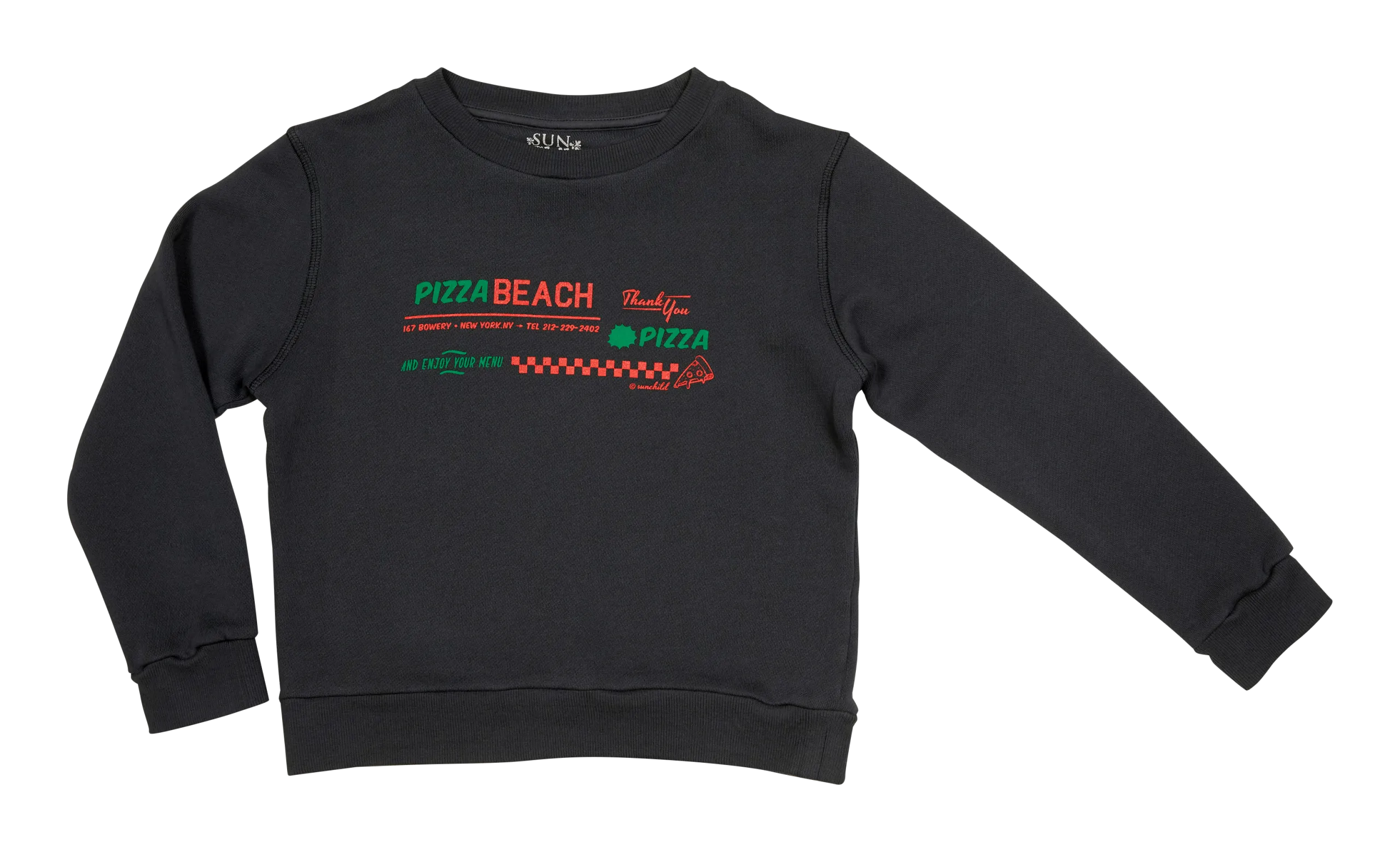 Sweat shirt col rond en coton Noir PIZZA BEACH
