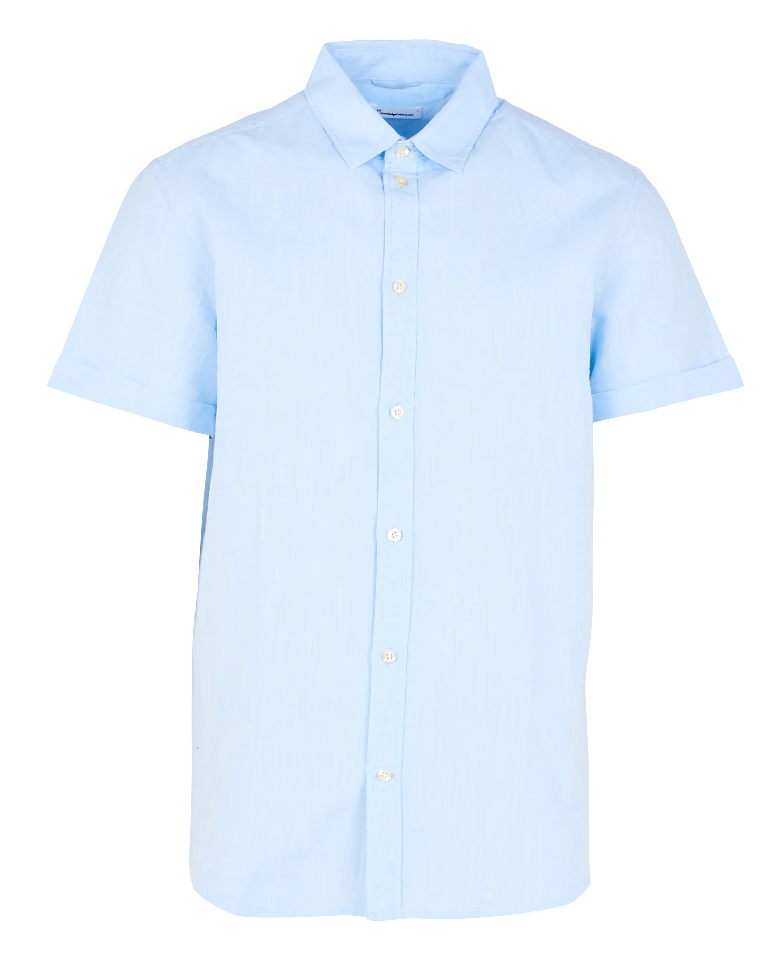 Chemise col classique en coton bio et lin Bleu