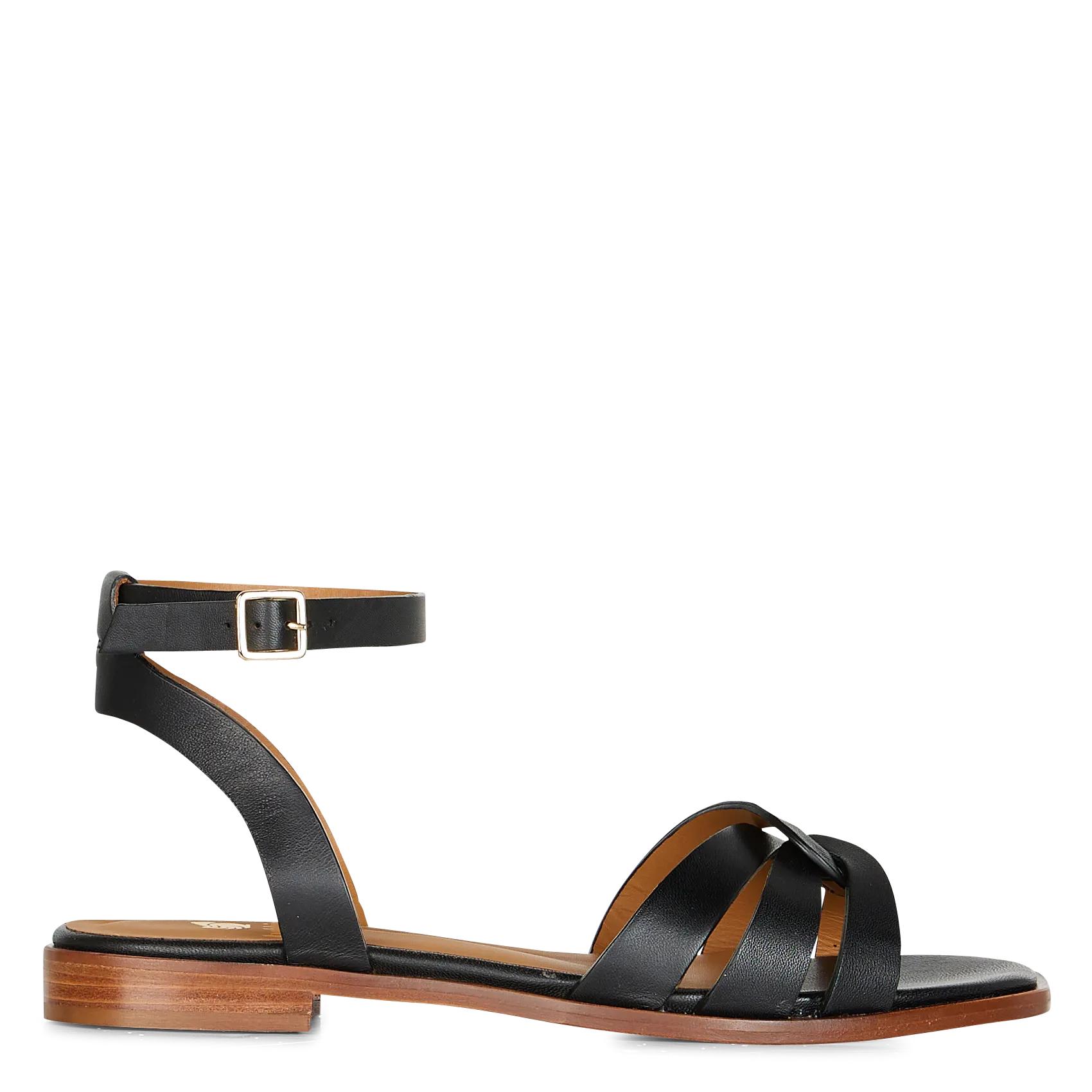 Sandales plates en cuir Noir HANAE