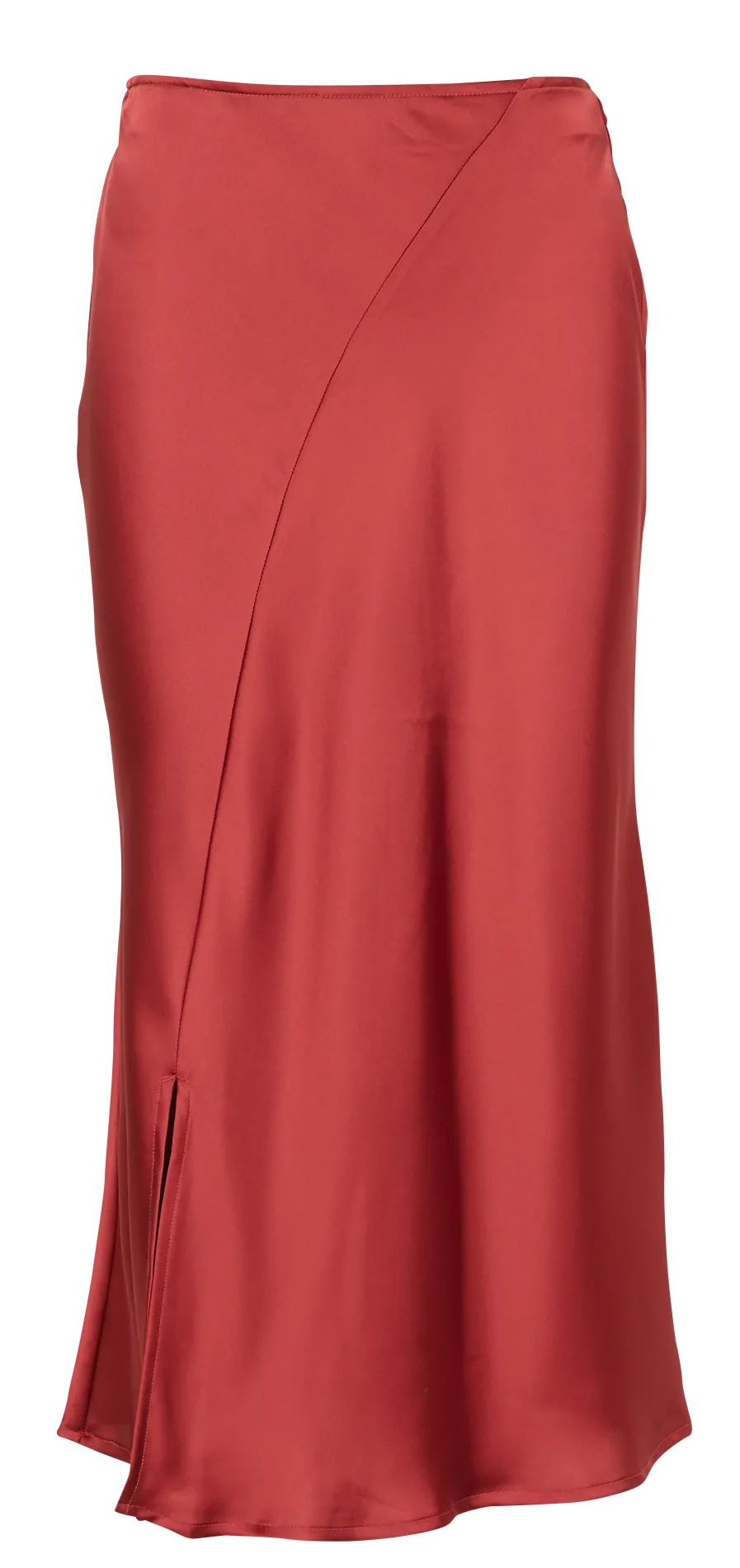 Jupe midi droite satinée Rouge ORIANNE