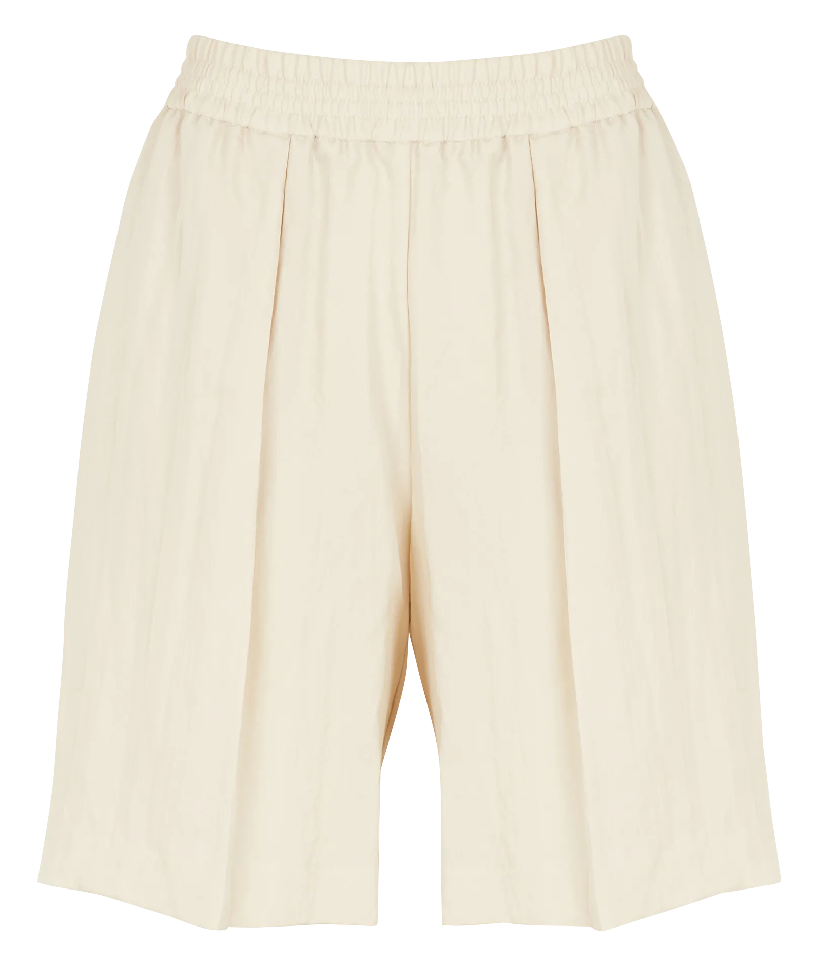 Bermuda droit plissé Beige JULIA