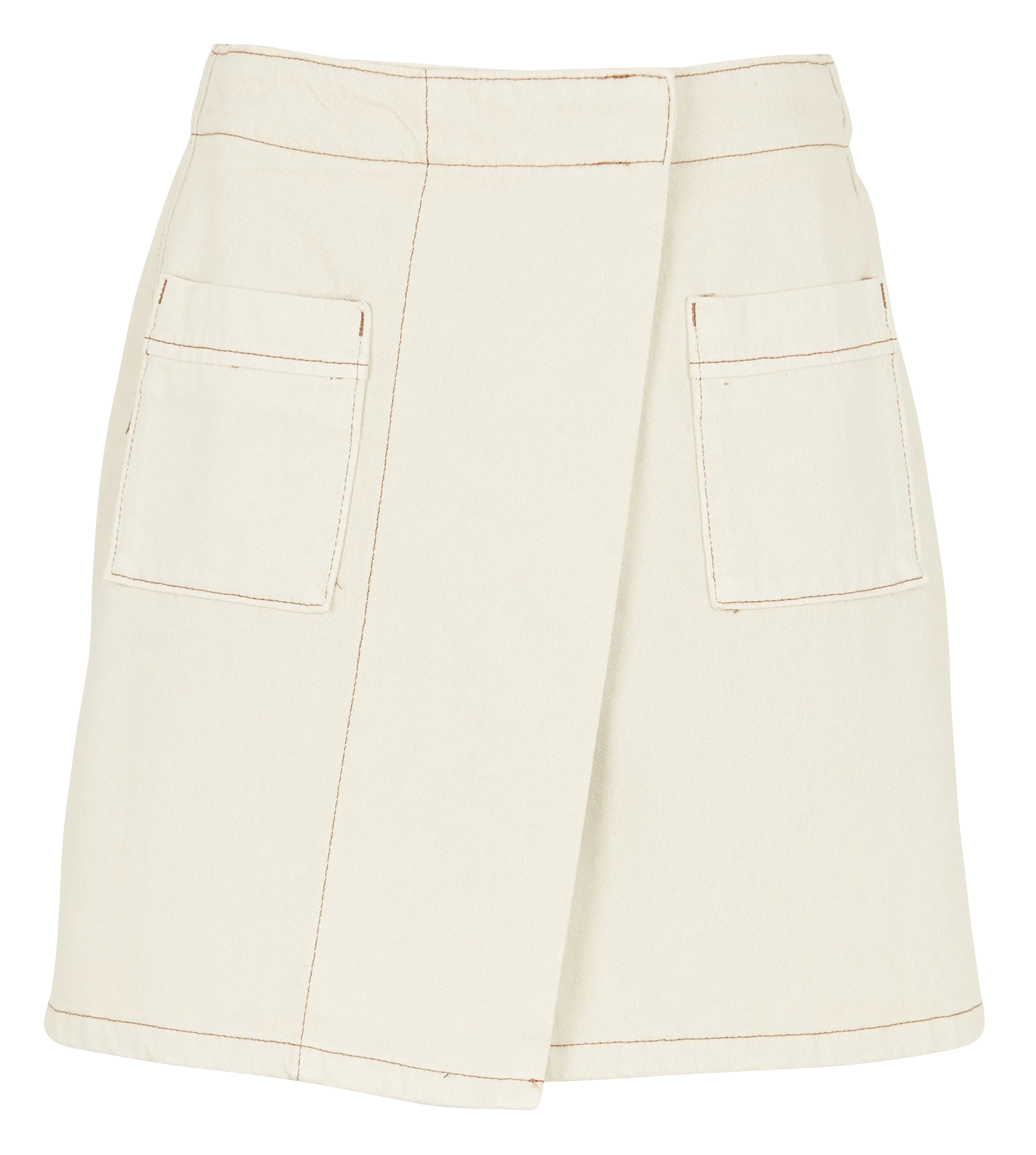 Jupe courte trapèze en coton Beige TENNA