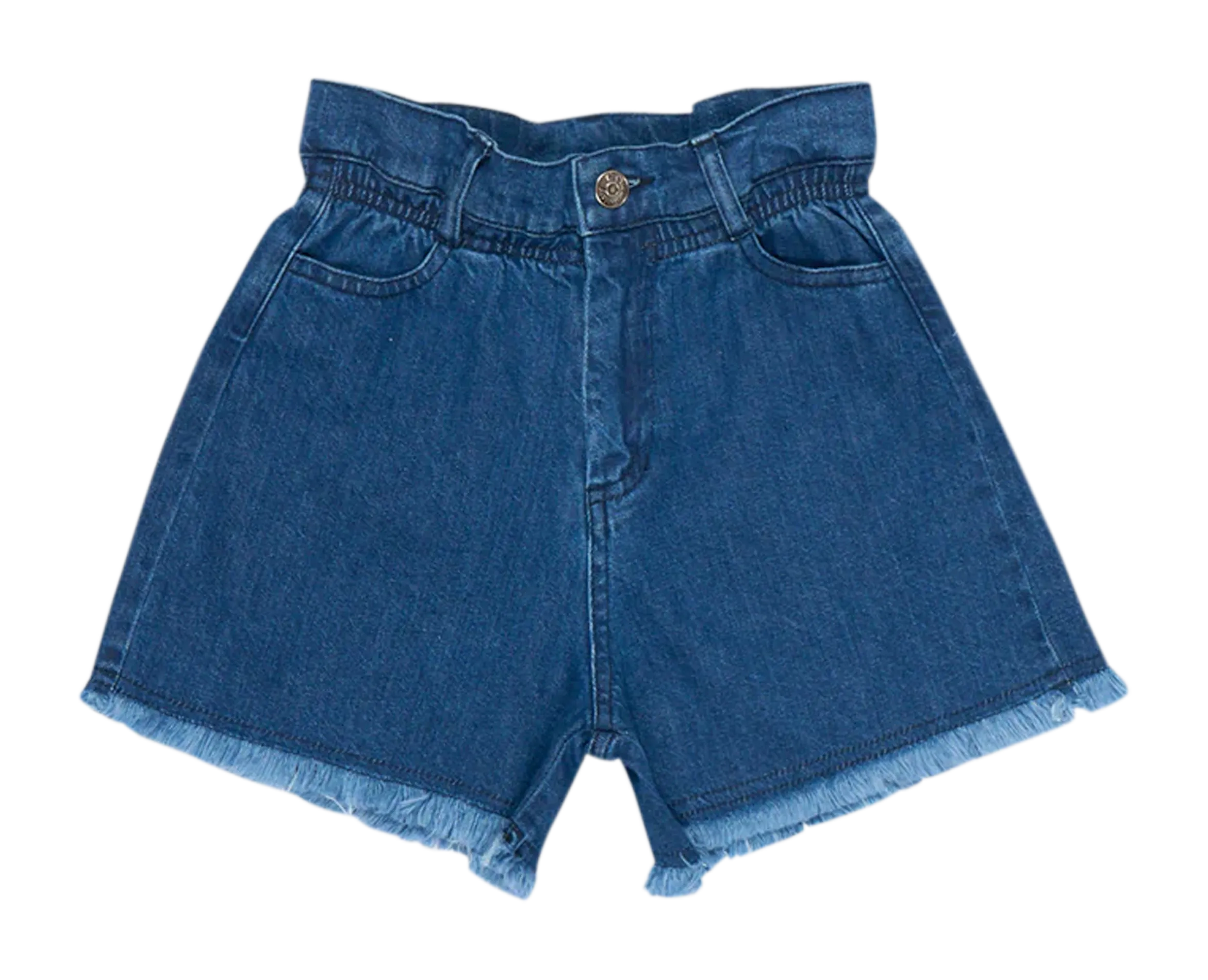 Short de jean taille haute en coton brodé Jean brut ALLEGRIA