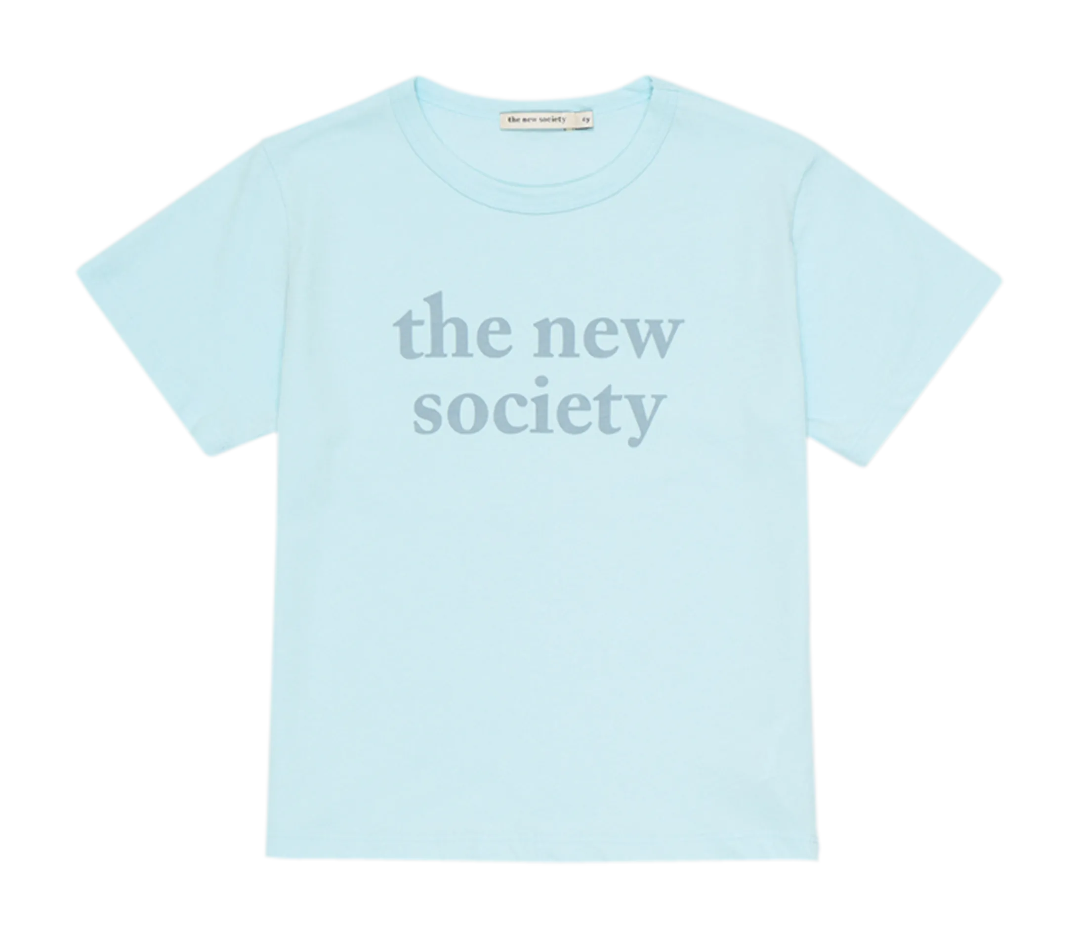 Tee-shirt droit col rond en coton sérigraphié Bleu LOGO PRINT