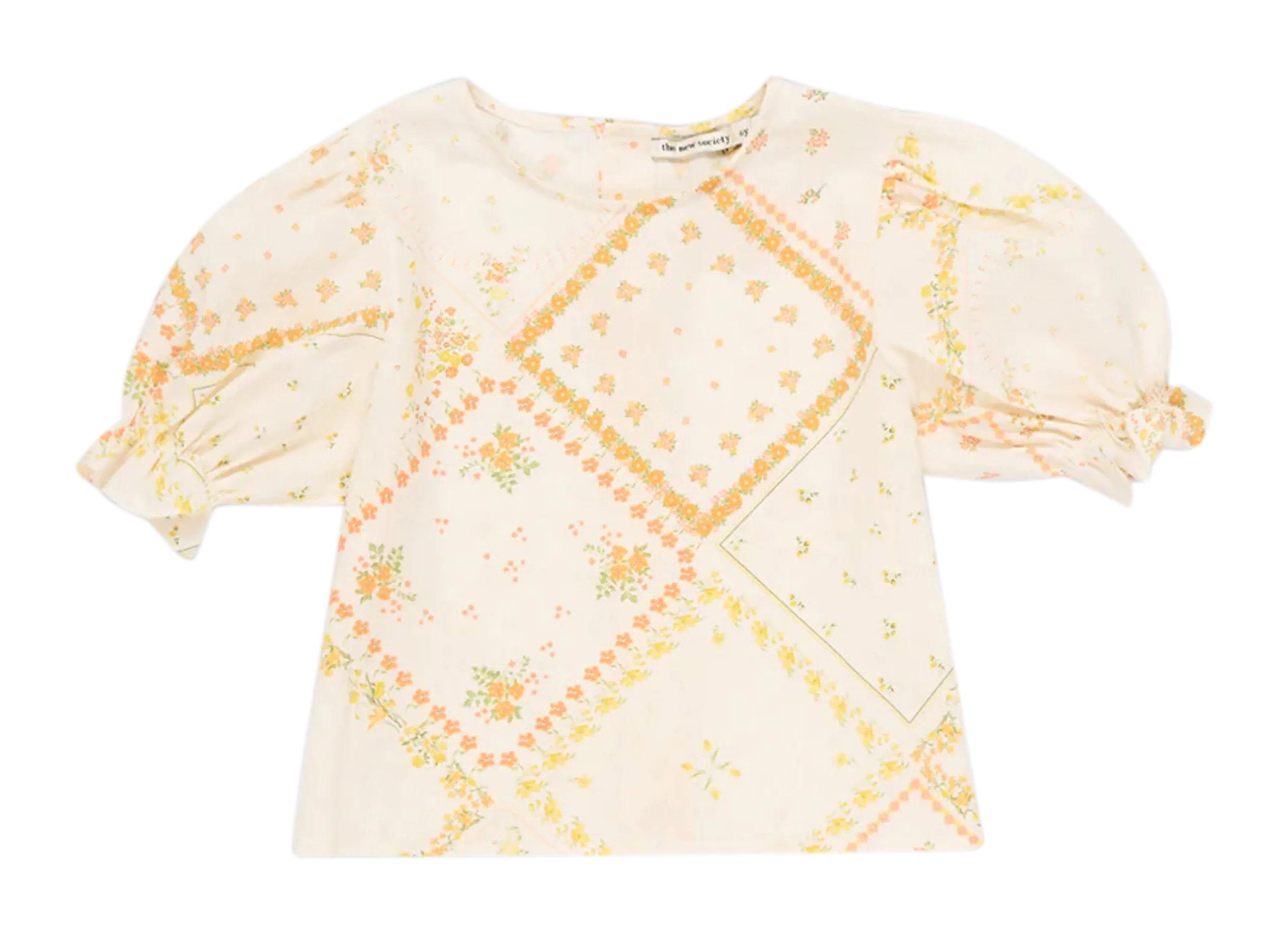 Blouse droite col rond en coton bio mélangé Multicolore IDARA