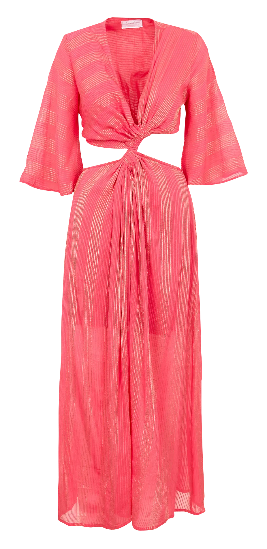 Robe longue col V avec ouvertures Rose SEVERINE