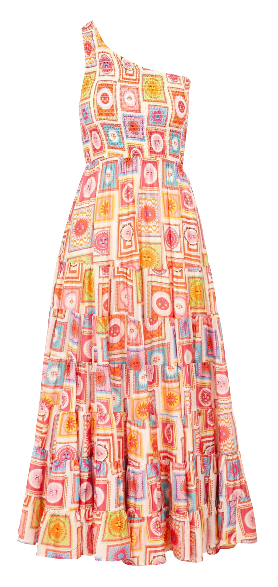 Robe longue imprimée asymétrique Multicolore JOE
