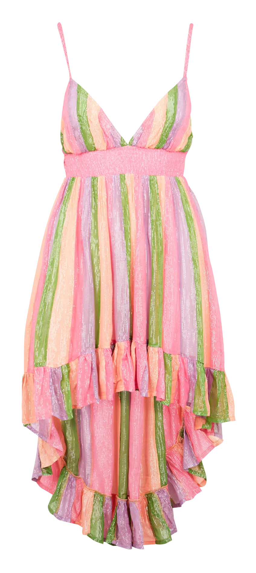 Robe courte col V à fils métallisés Rose AURORE