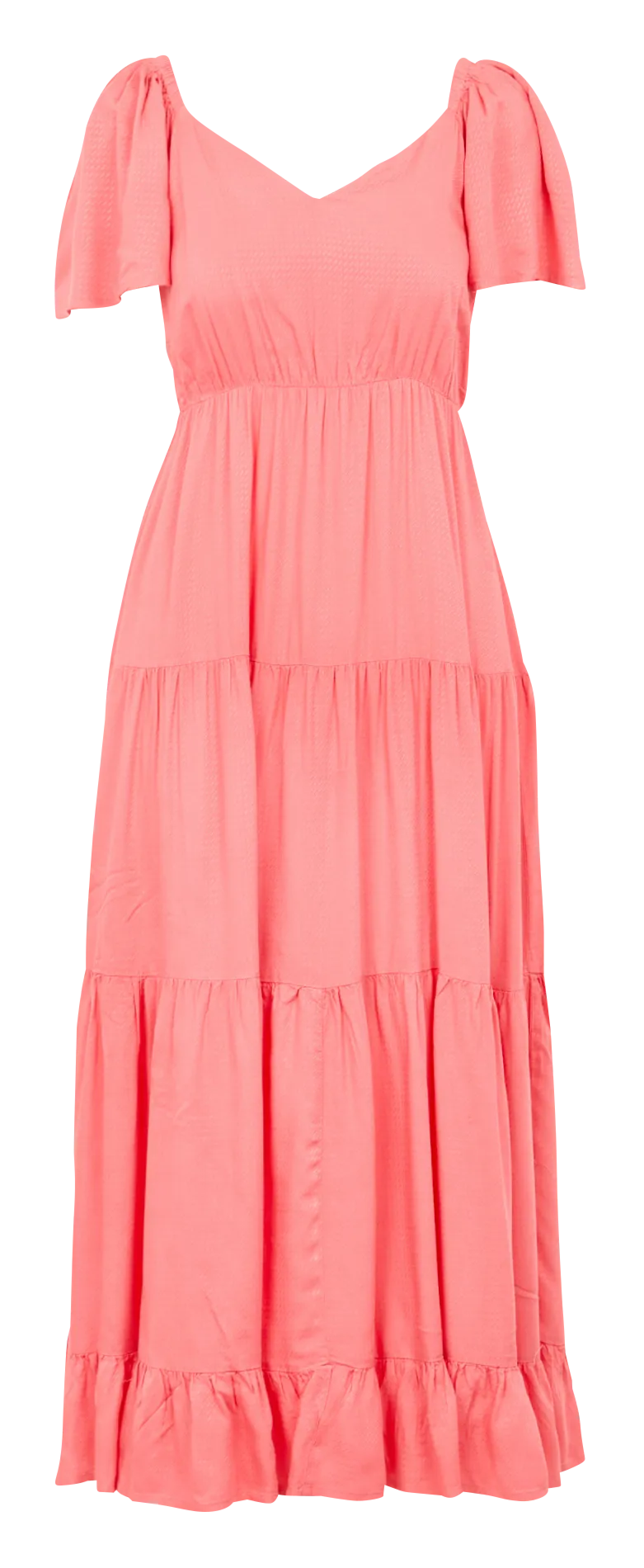 Robe longue col V Rose TORONTO