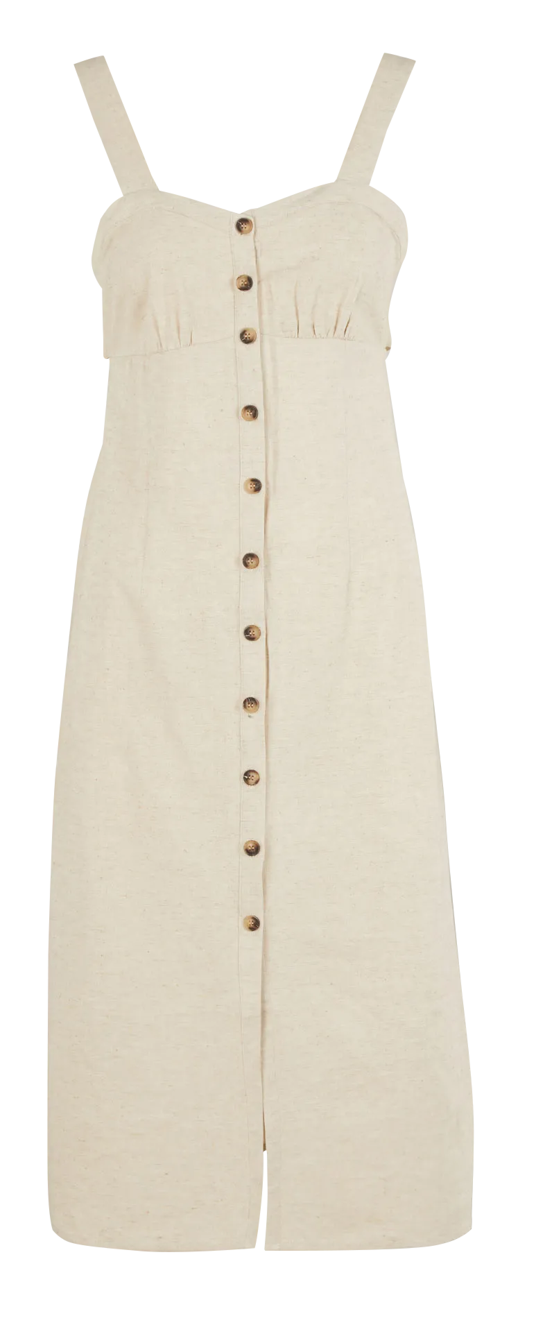 Robe mi-longue décolleté coeur en coton et en lin mélangés Blanc SKYLAR