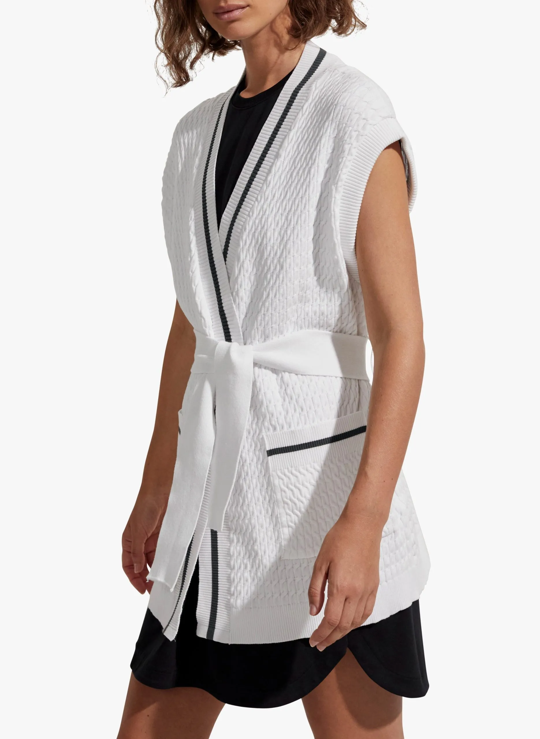 Cardigan col V ceinturé Blanc NATOMA