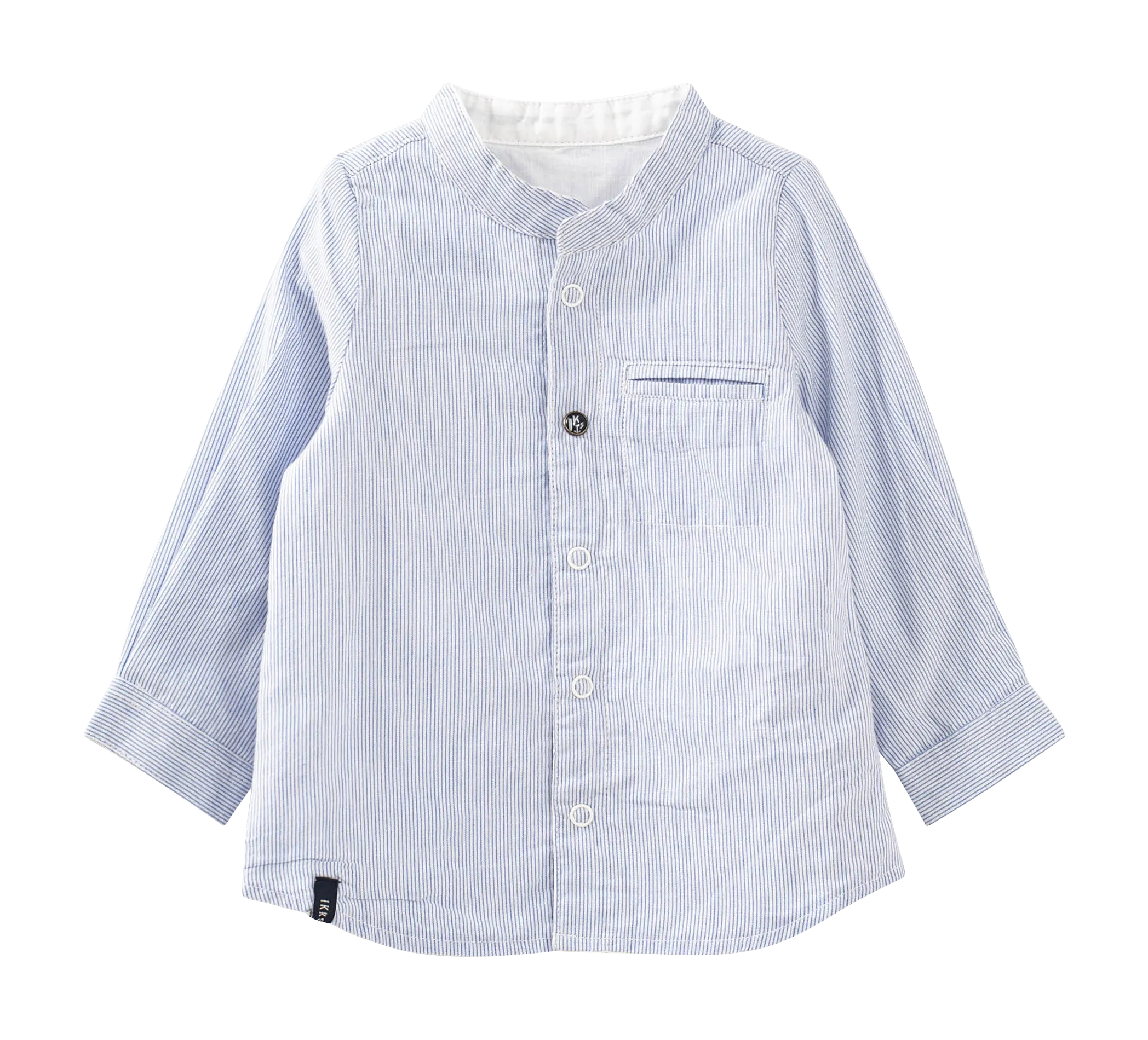 Chemise col mao réversible en coton Bleu