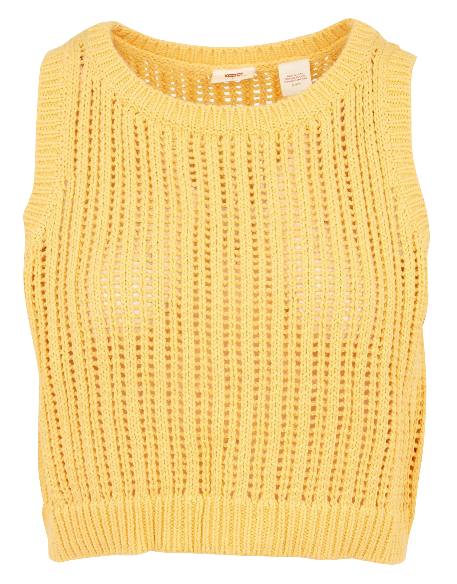 Crop top col rond en maille ajourée Jaune BABY BLUE SWEATER VEST