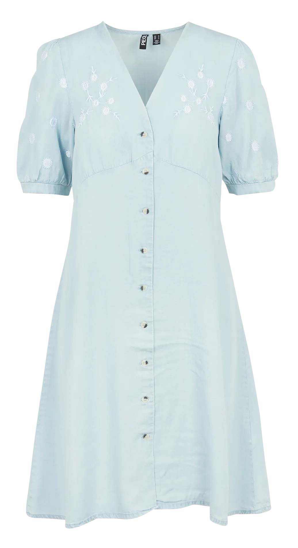 Robe courte col V à motifs brodés Bleu KARYN