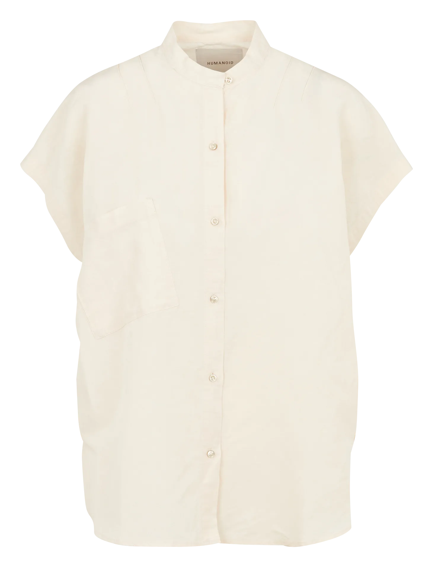 Top col rond en lin mélangé Beige TRONA