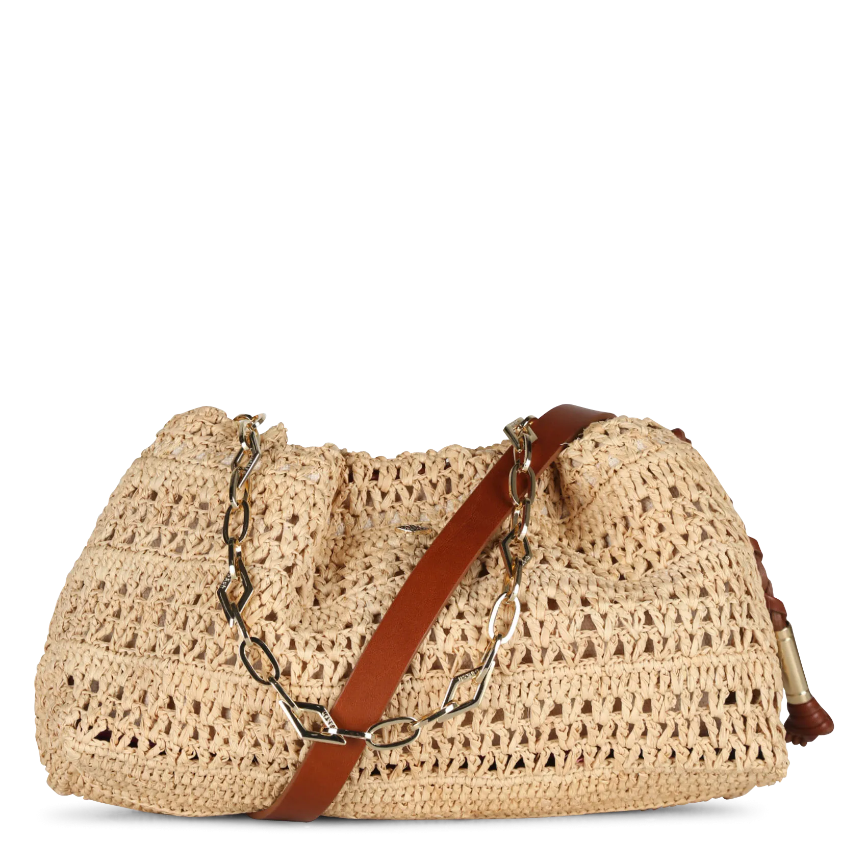 Sac bandoulière en raphia Marron JUNE