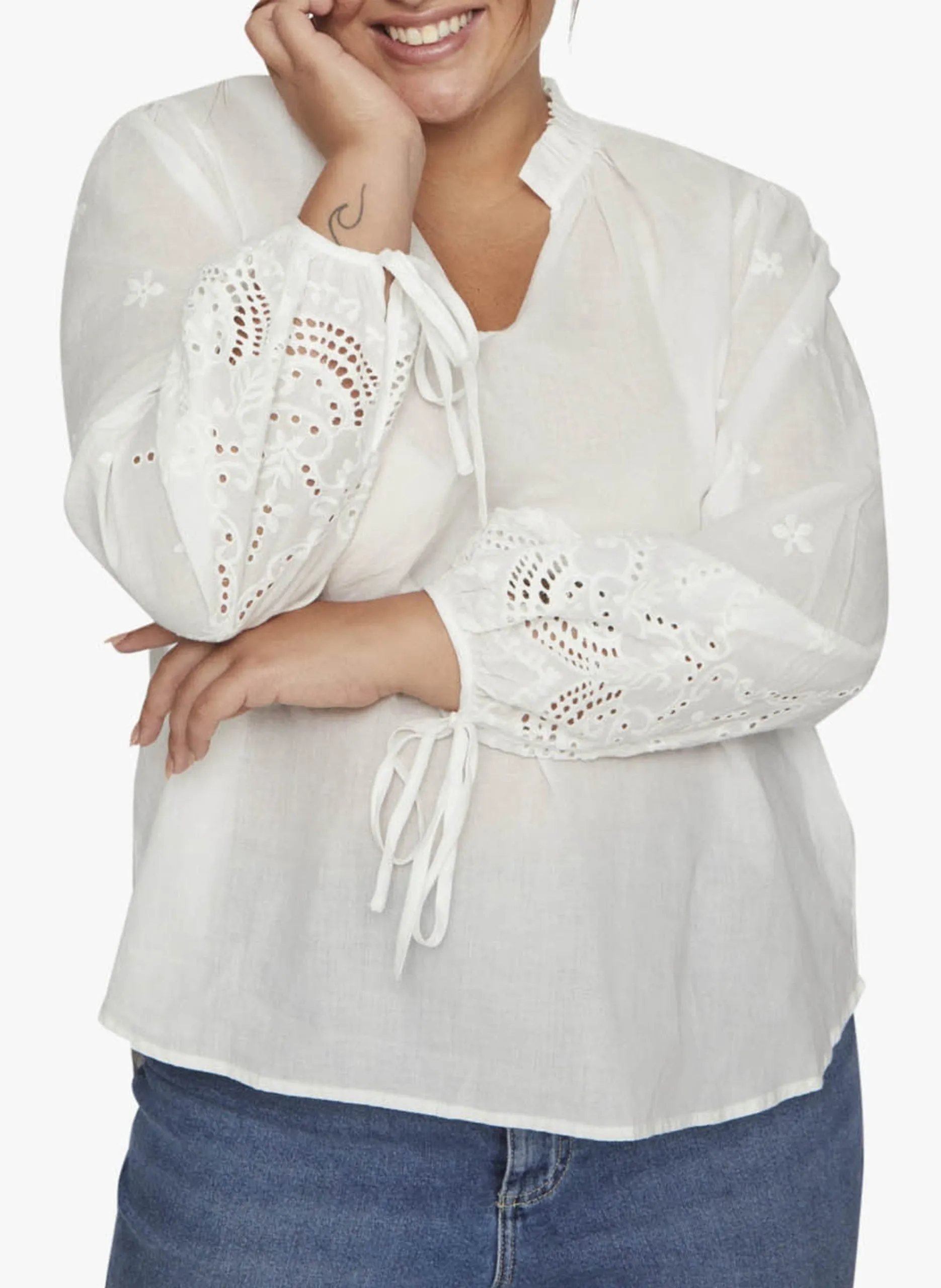 Blouse col V en coton Blanc MALLA