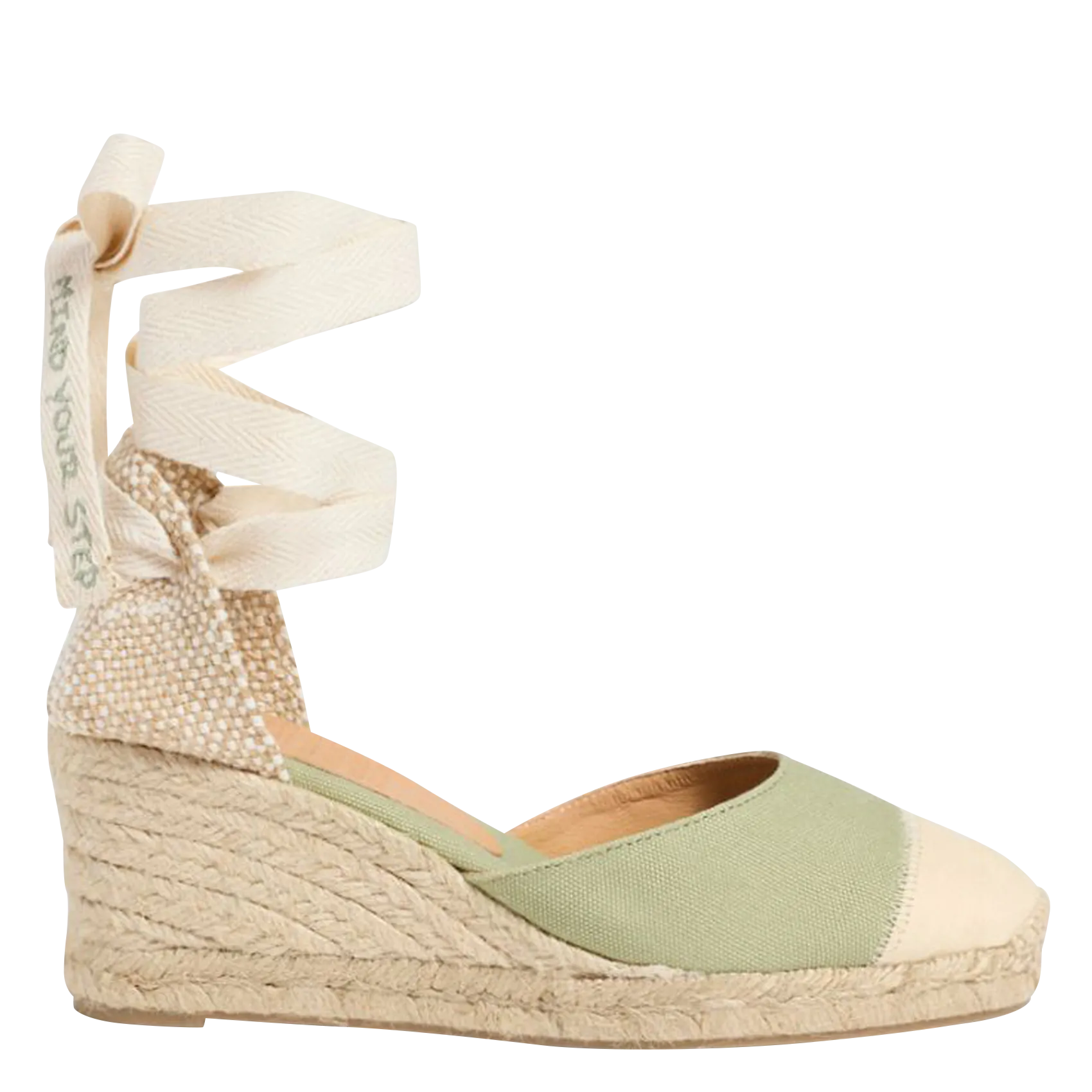 Espadrilles compensées en coton bio Vert CARINA
