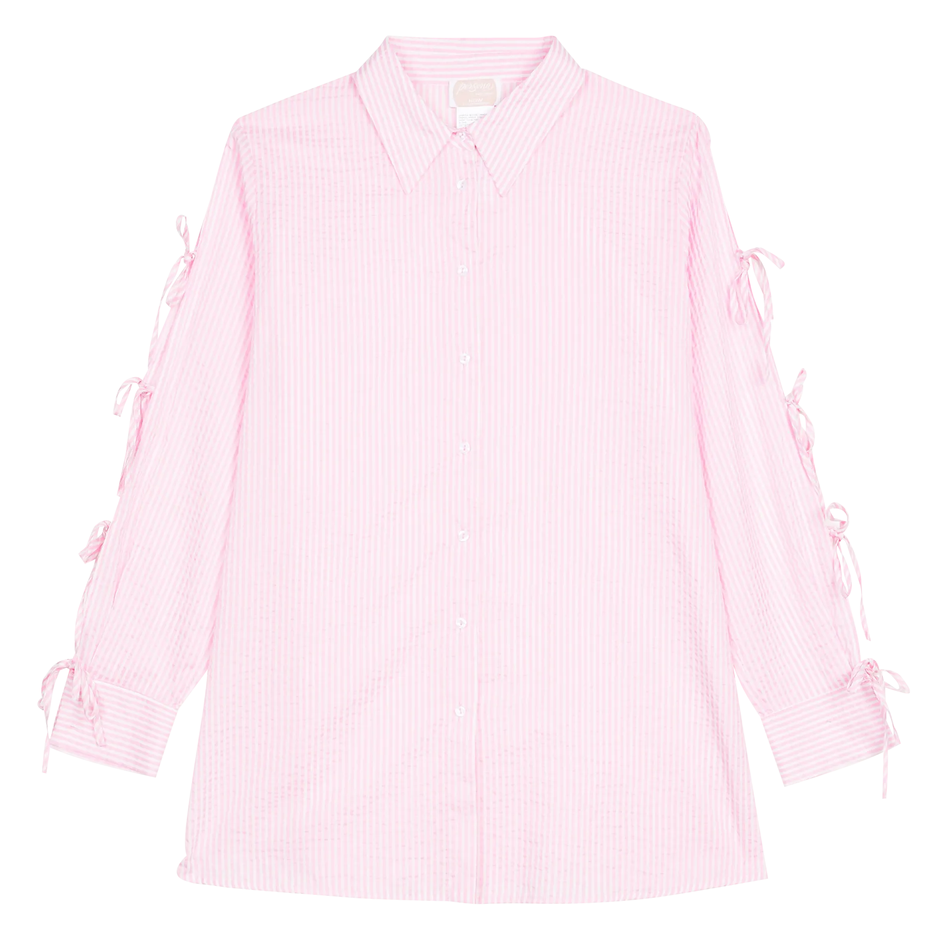 Chemise ample col italien à rayures Rose FEBO