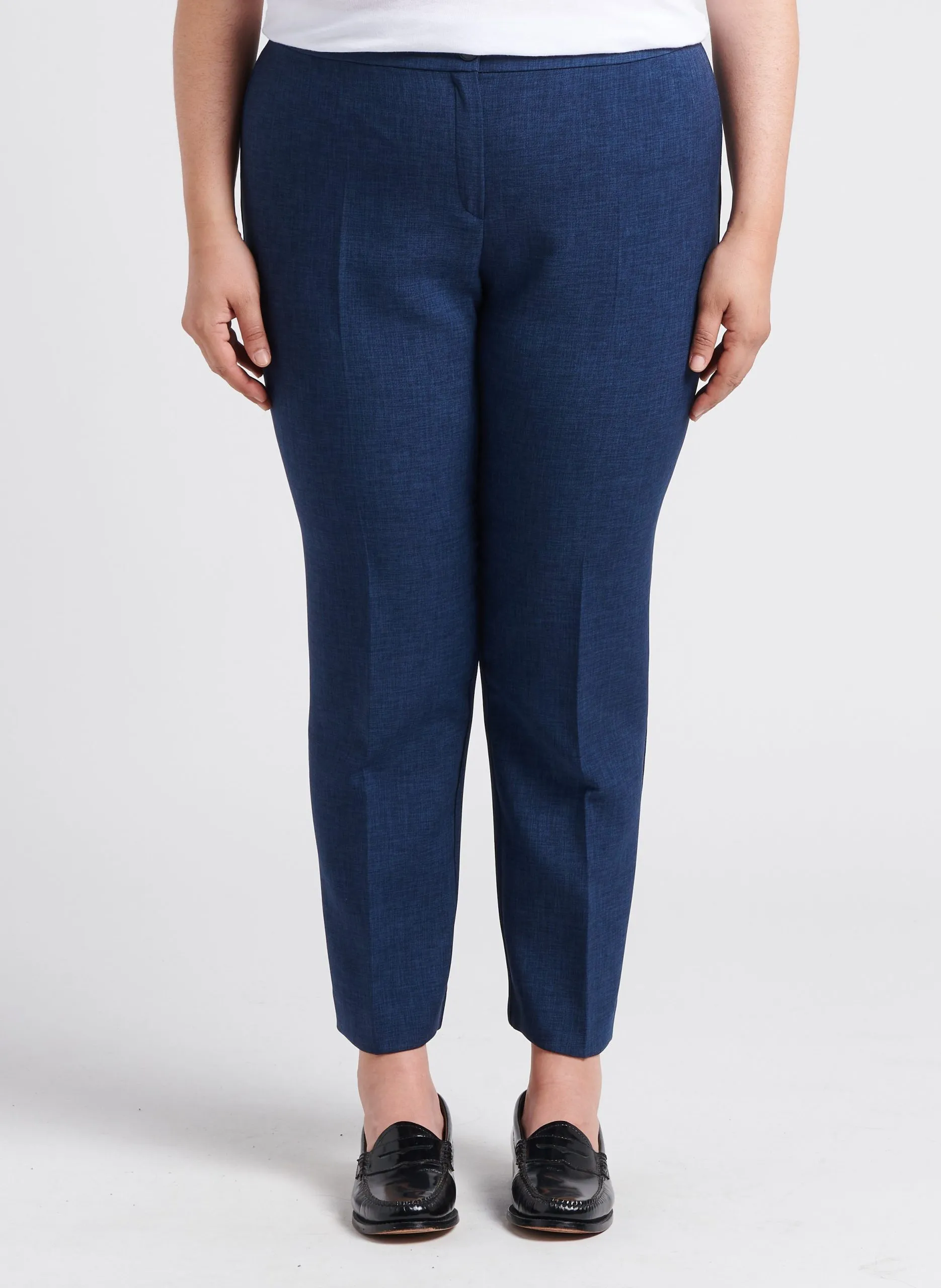 Pantalon droit à pince taille haute Bleu REGNO