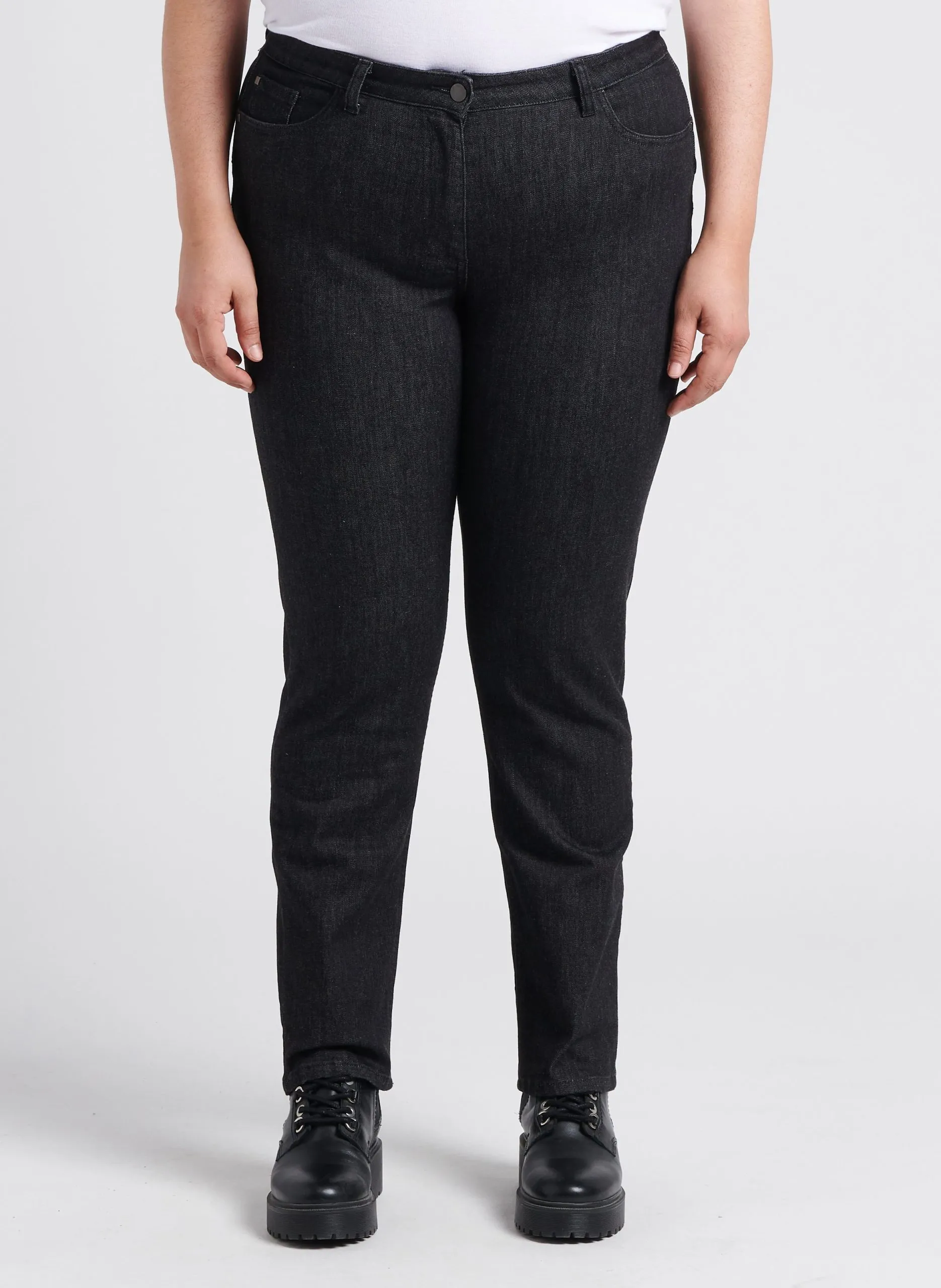 Jean slim taille haute en coton Noir IESI