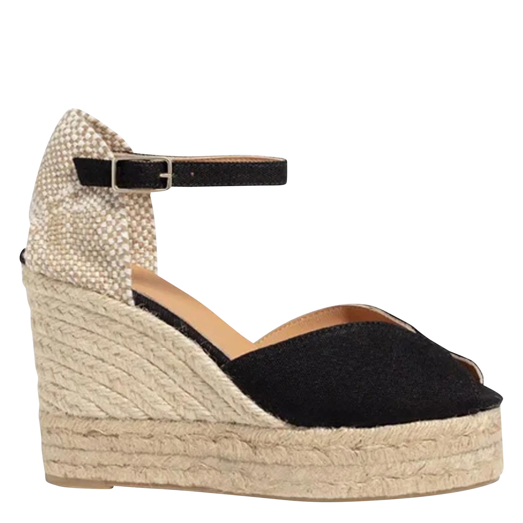 Espadrilles compensées en coton Noir BIANCAED