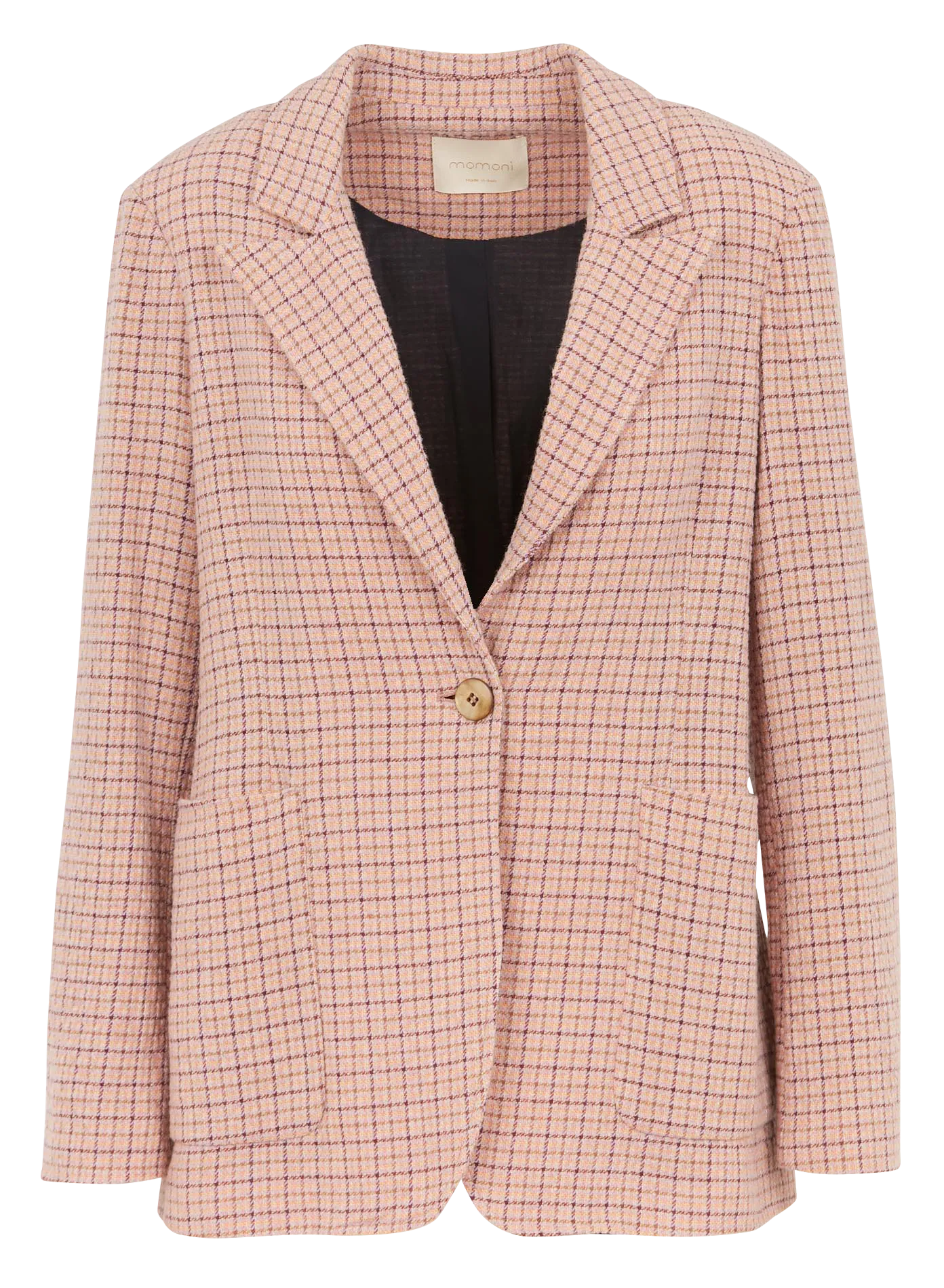 Veste col tailleur à carreaux en laine mélangée Rose YVES