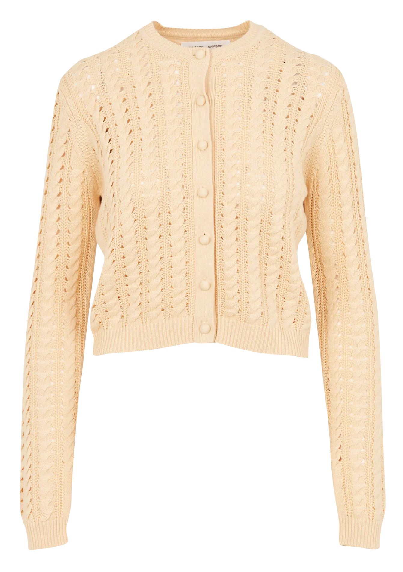 Cardigan col rond en coton bio et en laine mélangés Orange KENNEDY