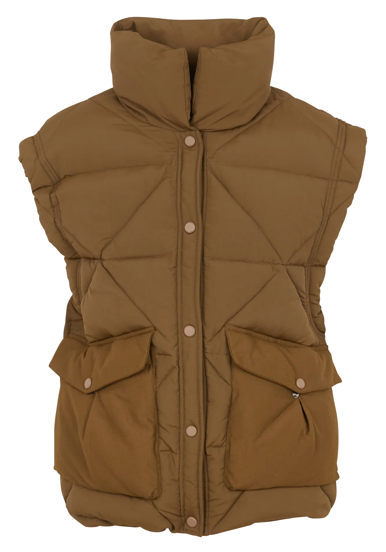 Doudoune droite sans manches Kaki