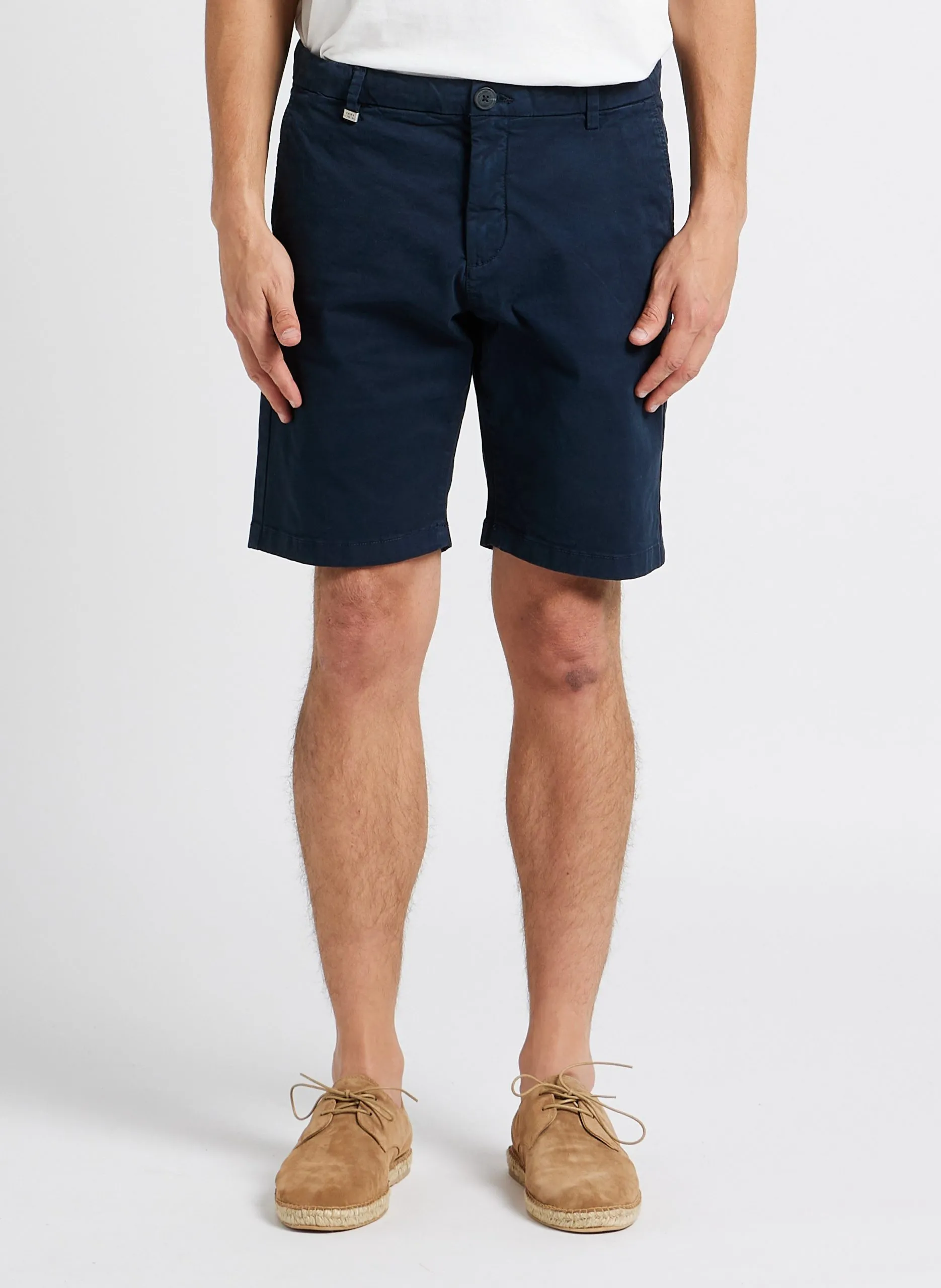 Bermuda droit en coton mélangé Bleu