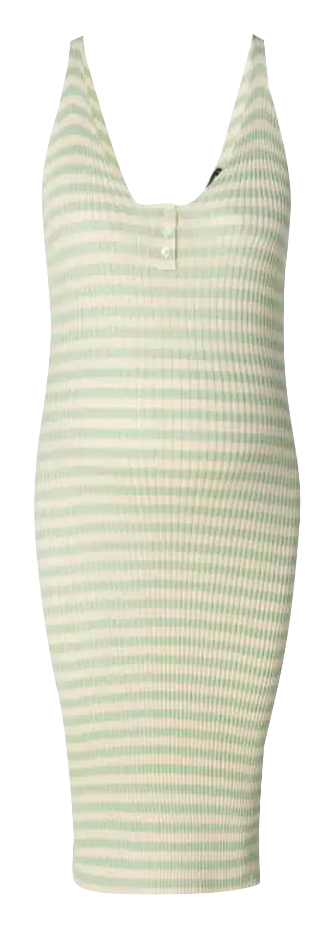 Robe midi col V côtelée en coton mélangé Vert HEBRON