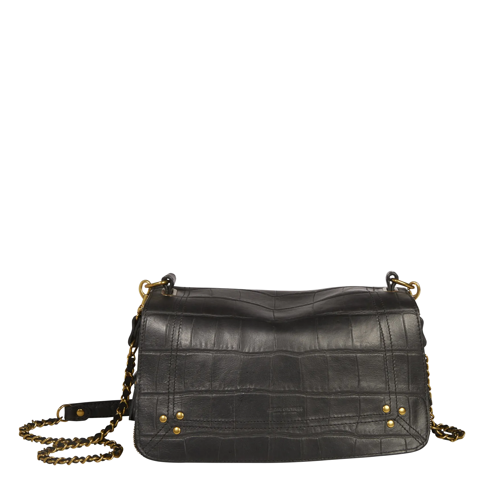 Sac bandoulière en cuir croco Noir BOBI