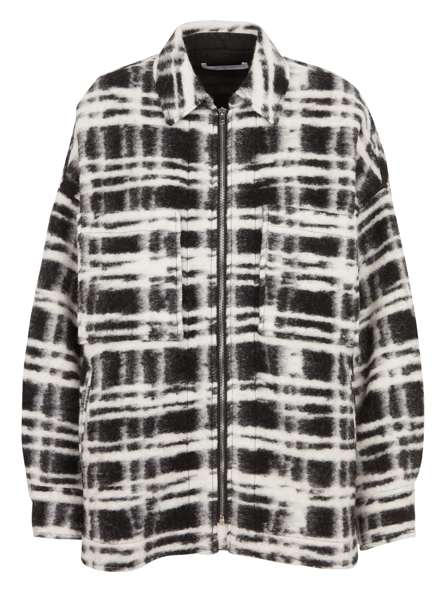 Veste col classique à carreau en laine mélangée Noir ZACHARY