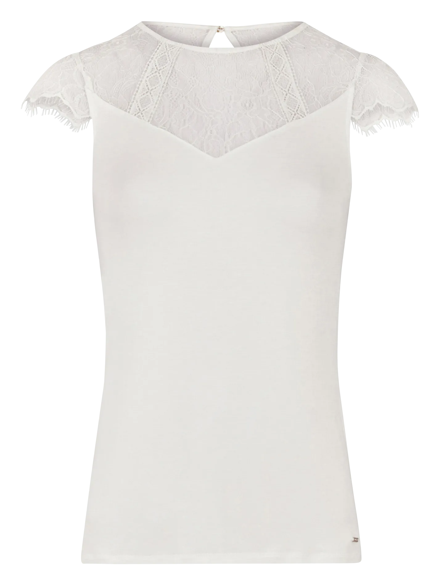 Top col rond en dentelle Blanc 232-DGIULIA