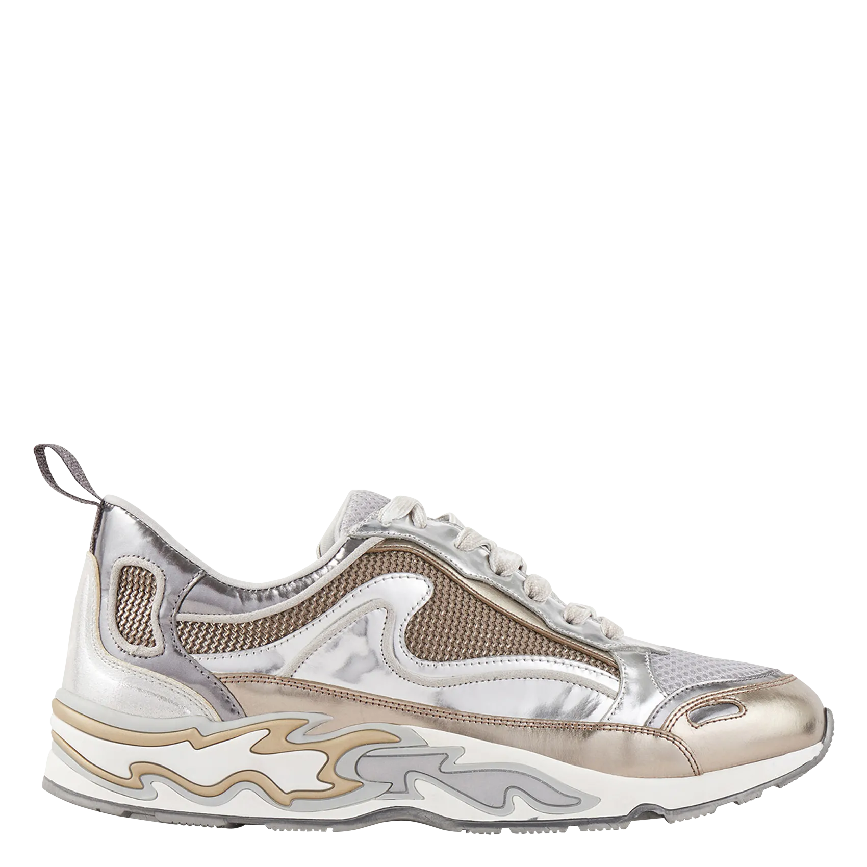 Baskets basses mix matière Argent