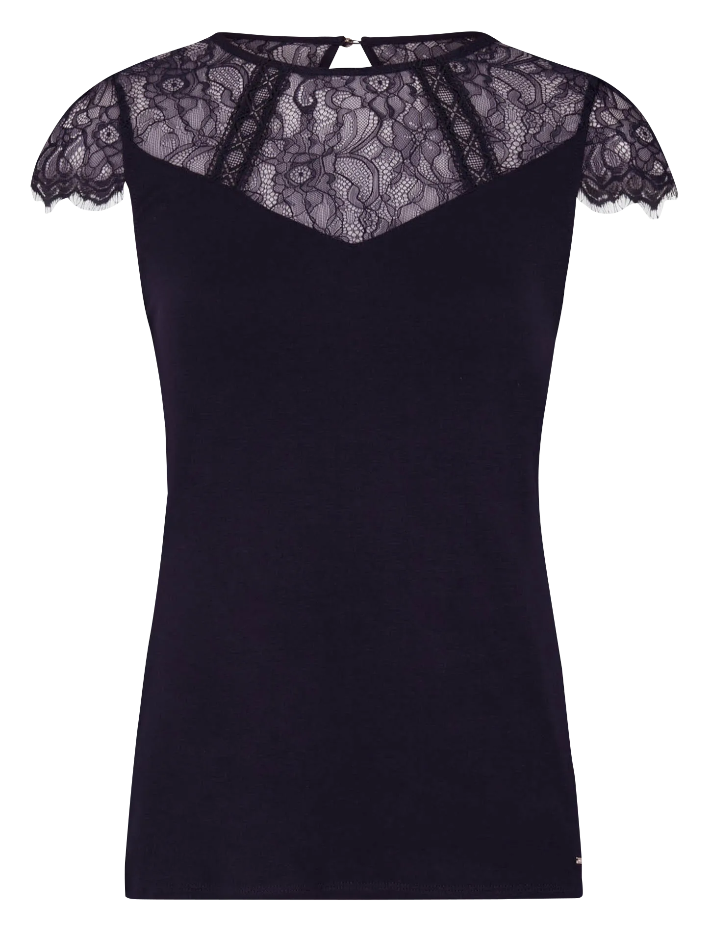 Top col rond en dentelle Bleu 232-DGIULIA