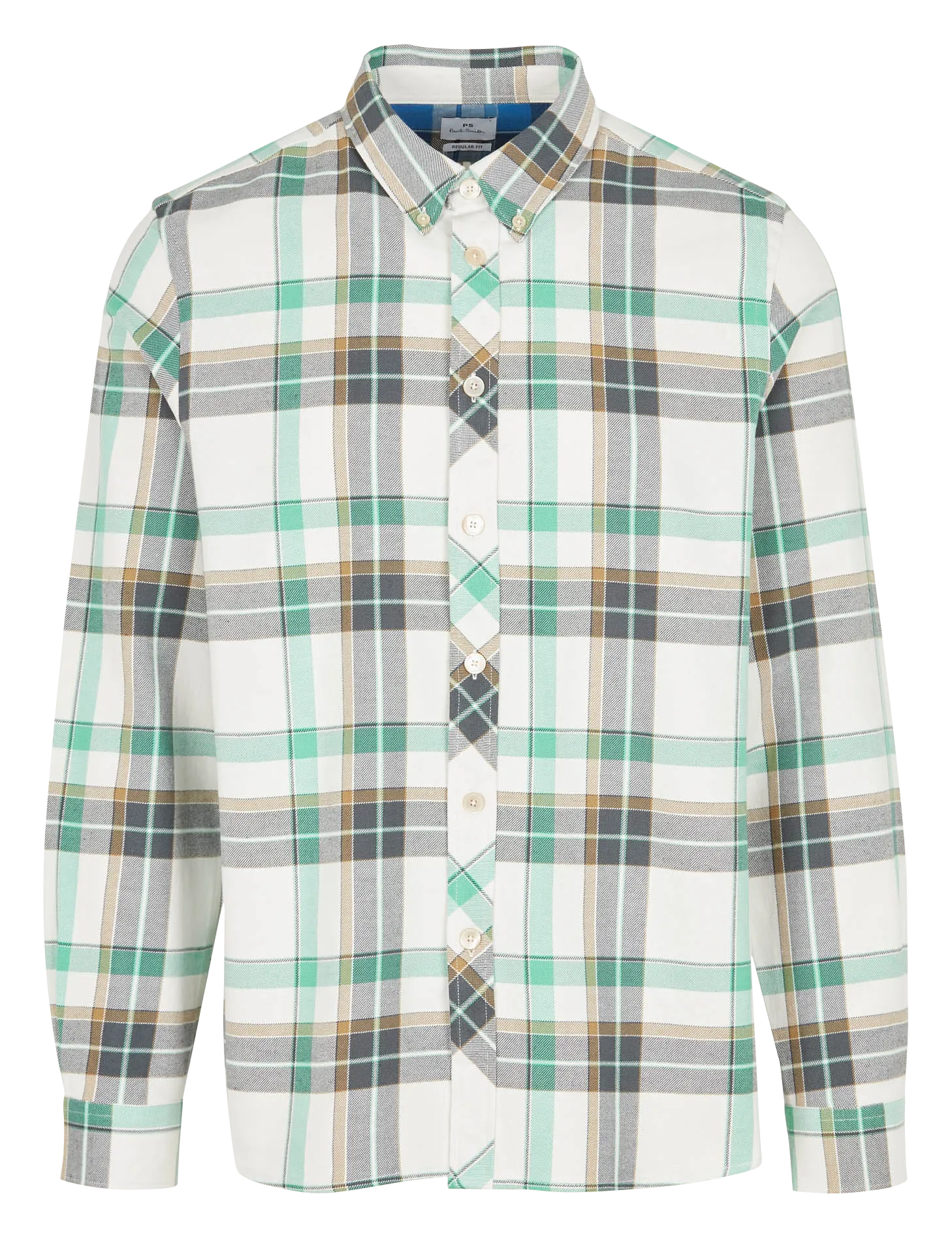 Chemise droite col italien en coton mélangé Blanc