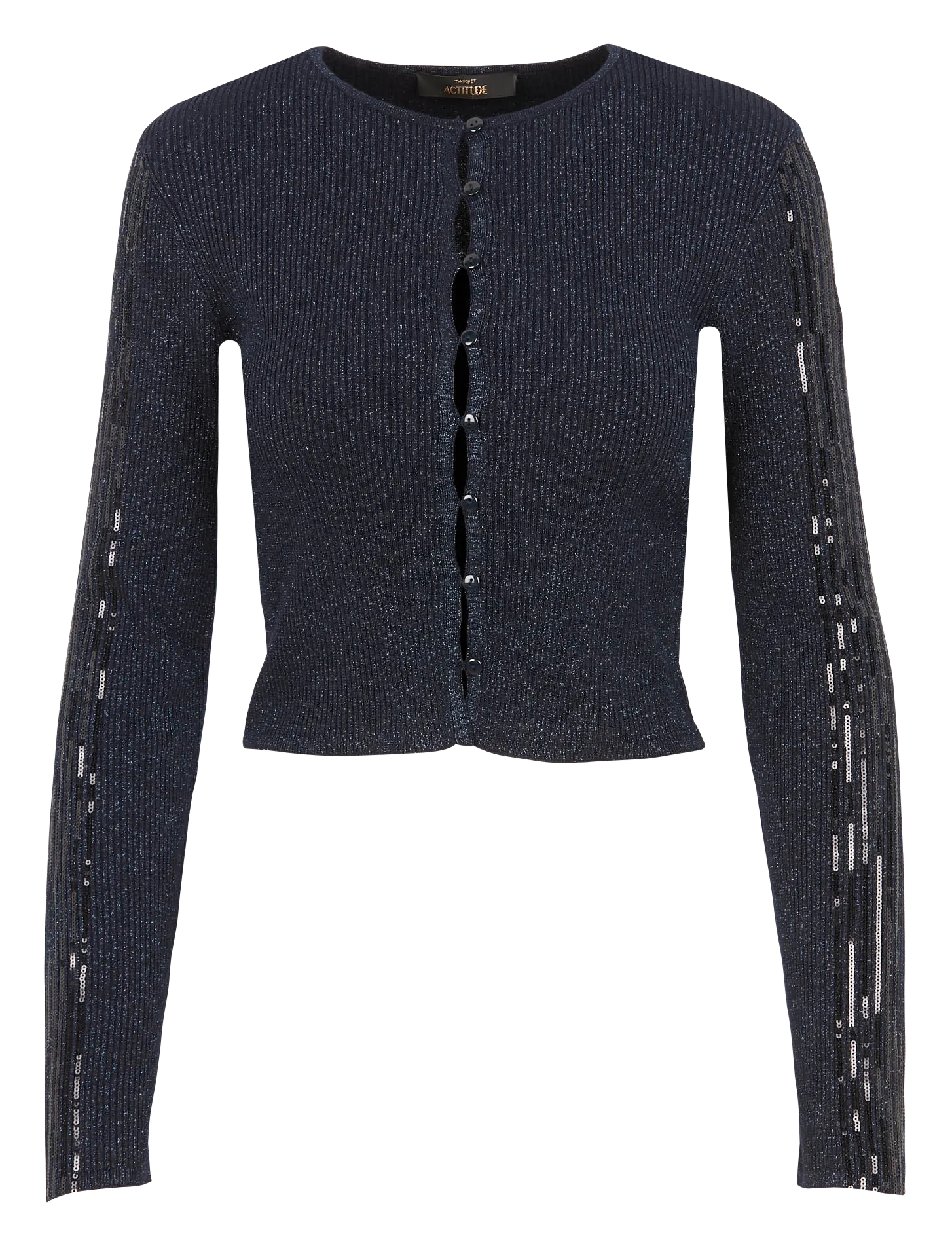 Gilet col rond détails fantaisies Bleu